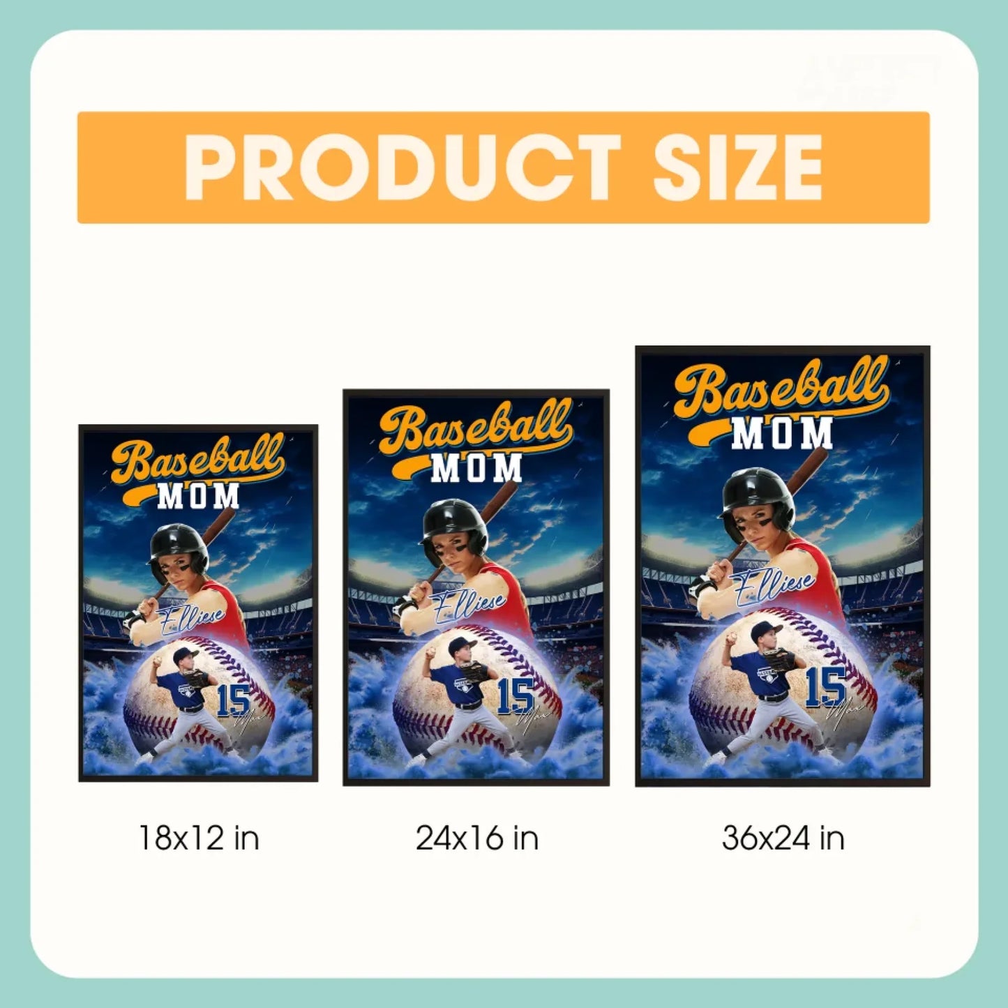 Mother's Day Gift For Baseball Mom - Custom Photo - Name & Jersey Number - Personalized Poster, Custom Choo