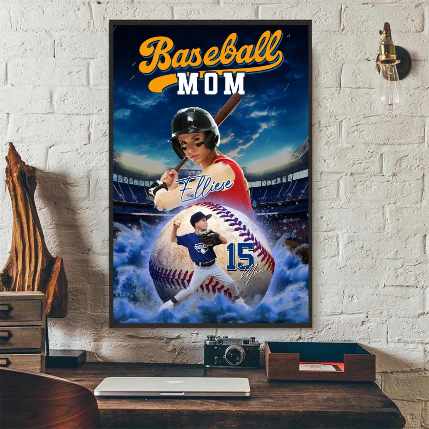Mother's Day Gift For Baseball Mom - Custom Photo - Name & Jersey Number - Personalized Poster, Custom Choo