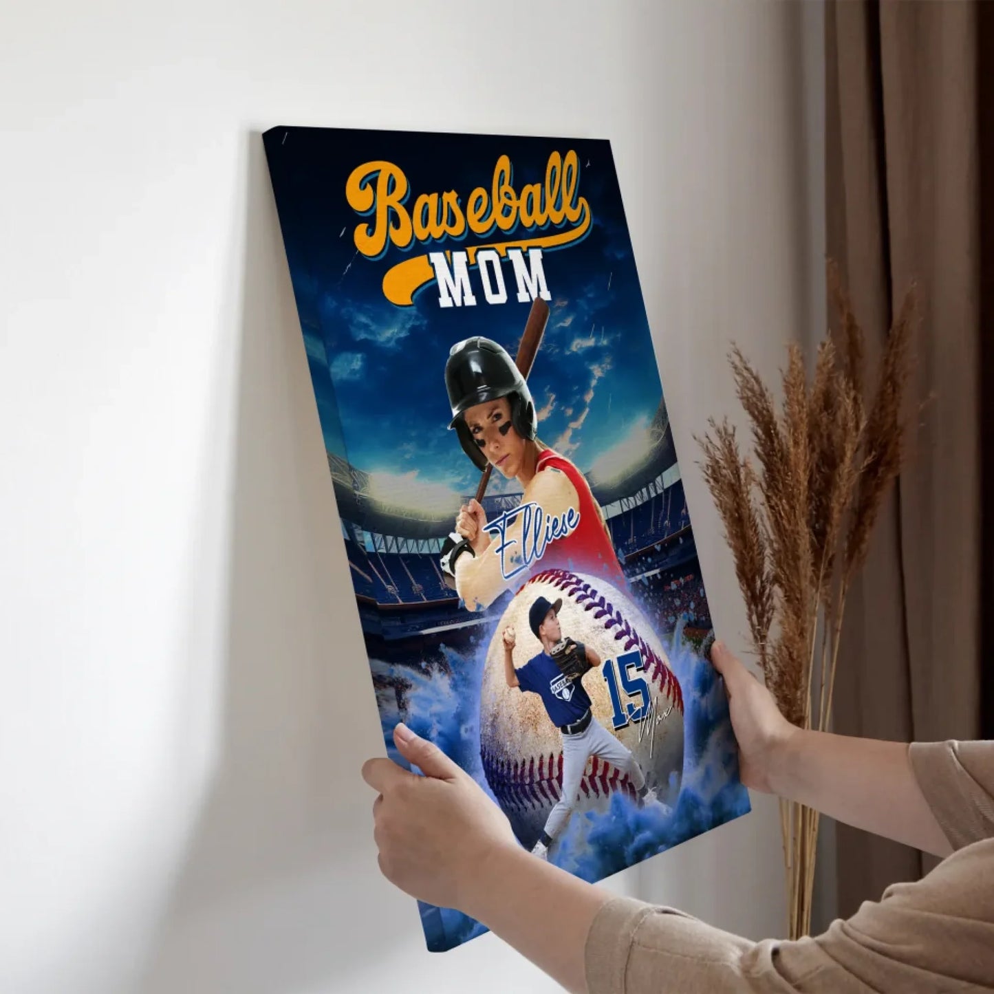 Mother's Day Gift For Baseball Mom - Custom Photo - Name & Jersey Number - Personalized Poster, Custom Choo