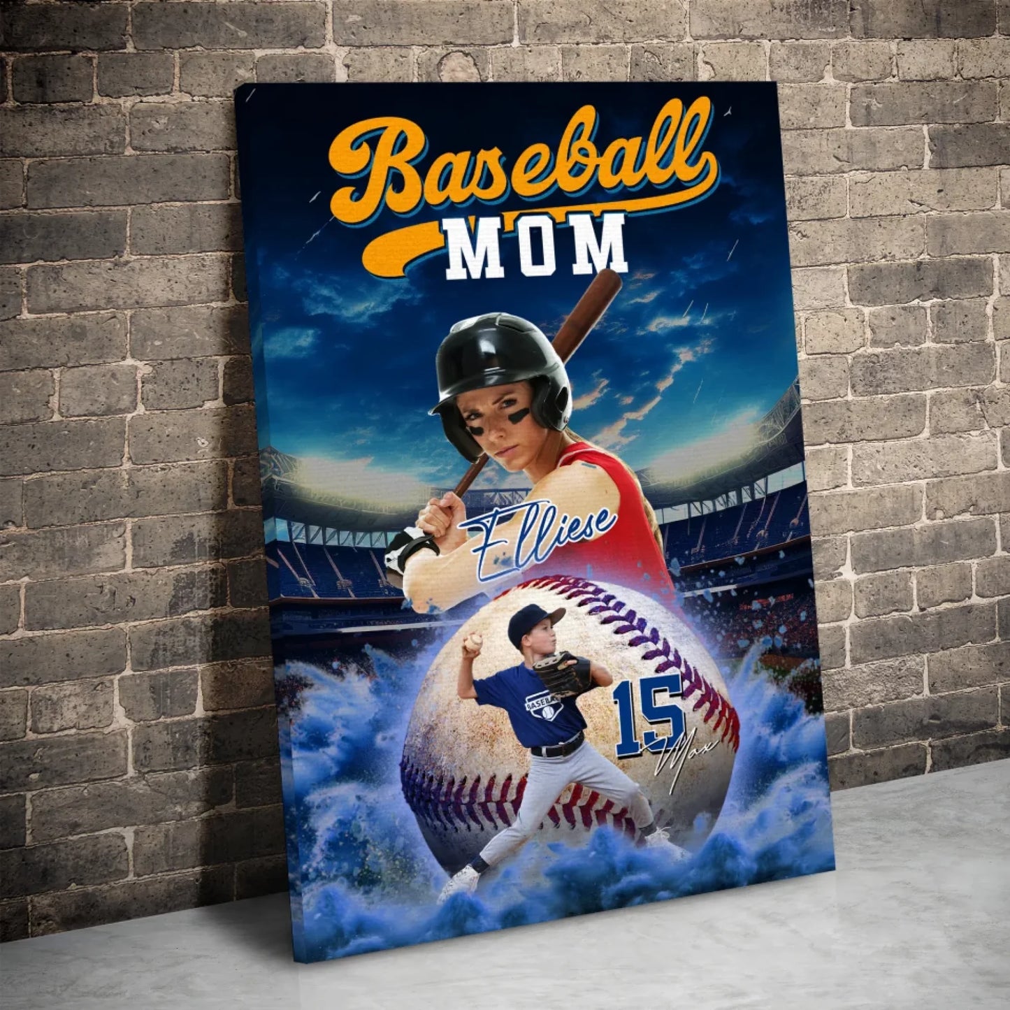 Mother's Day Gift For Baseball Mom - Custom Photo - Name & Jersey Number - Personalized Poster, Custom Choo