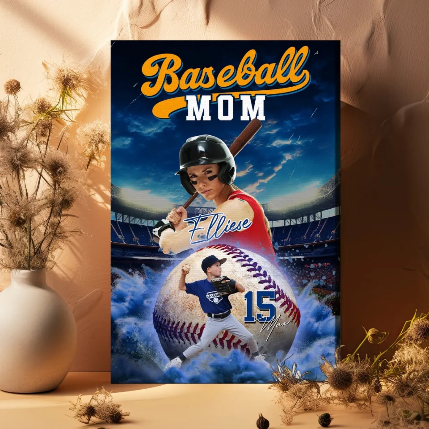 Mother's Day Gift For Baseball Mom - Custom Photo - Name & Jersey Number - Personalized Poster, Custom Choo
