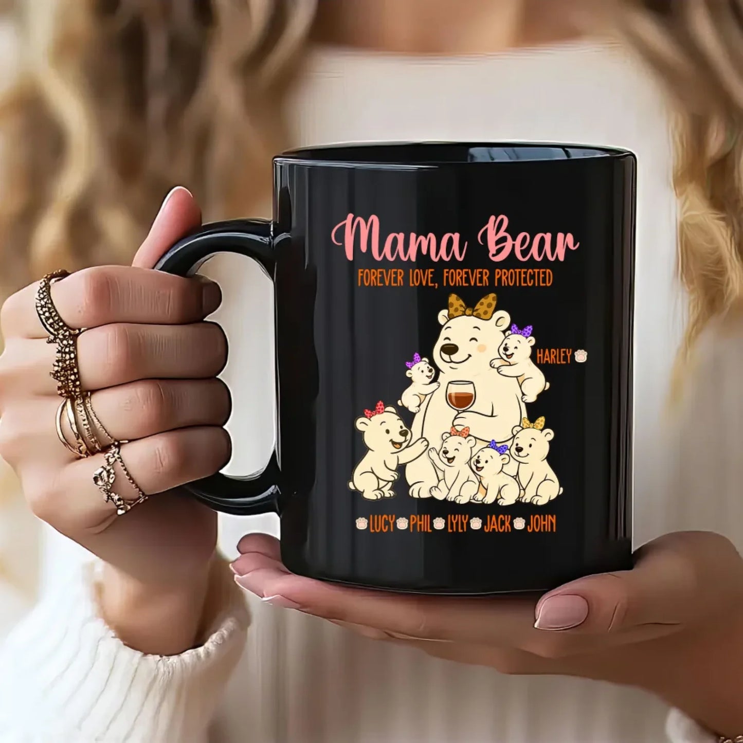 Mama Bear - Custom Kid Name - Personalized Mug - Custom Choo