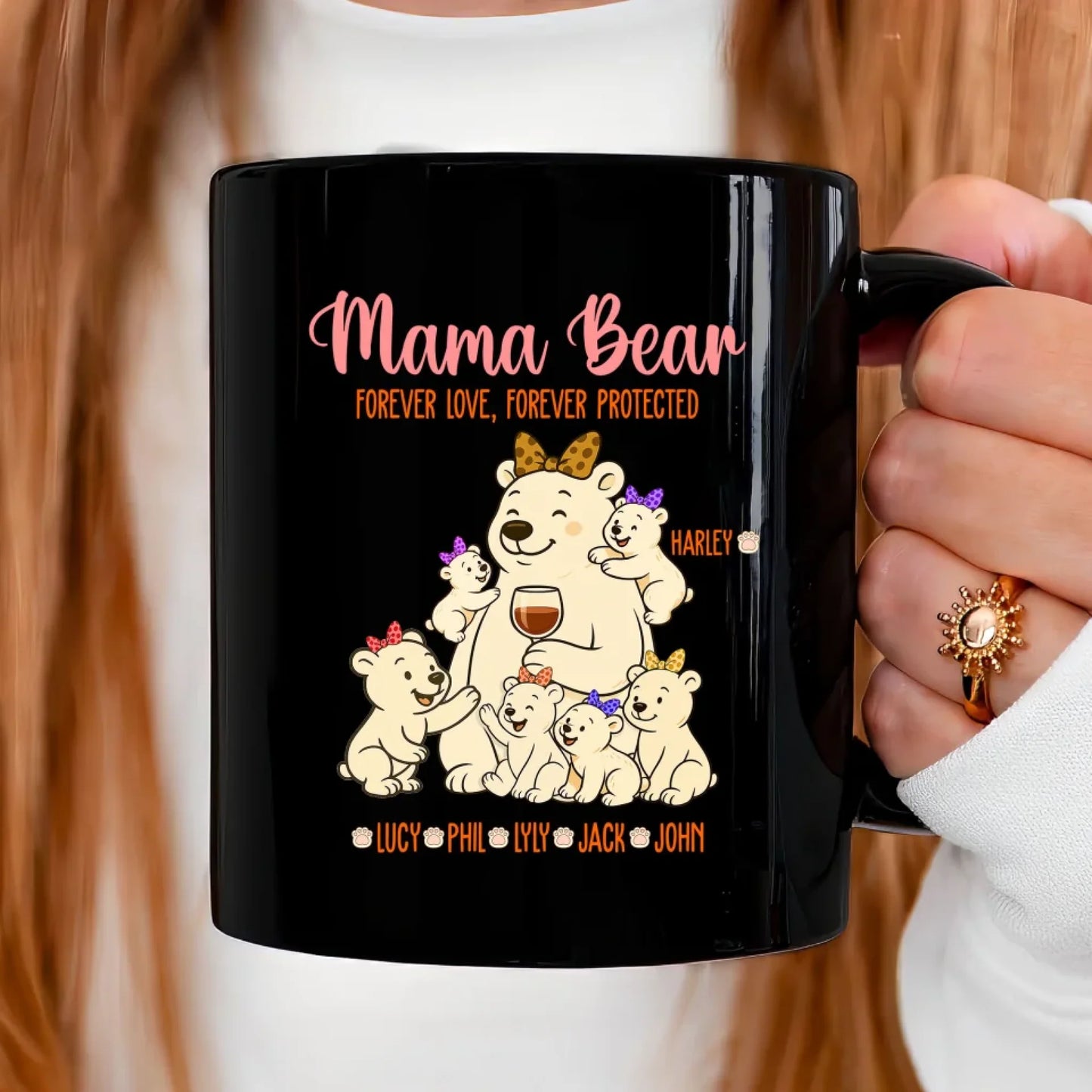 Mama Bear - Custom Kid Name - Personalized Mug - Custom Choo