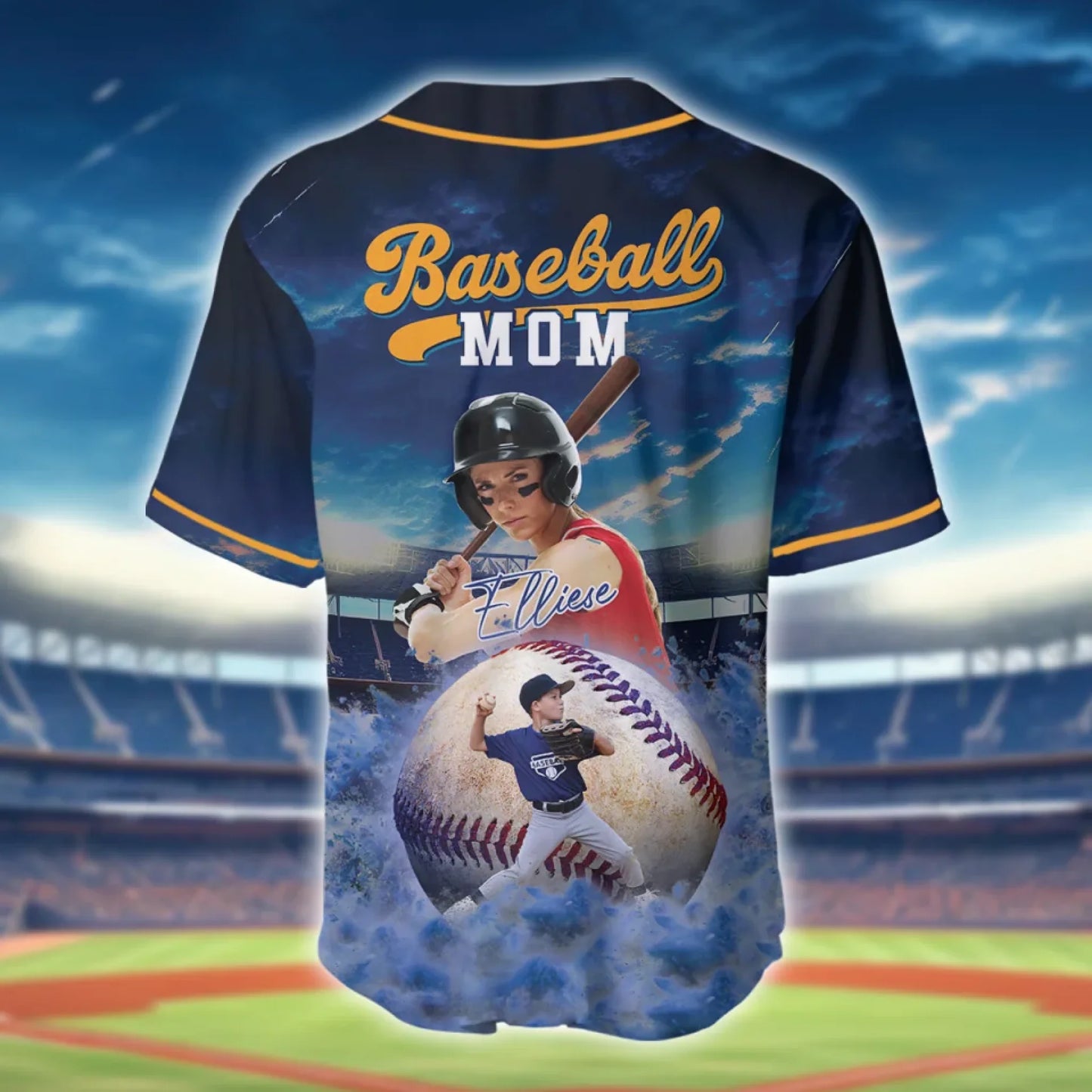 Gift for Mother’s Pride - Custom Photo & Name - Personalized Baseball Mom Baseball Jersey - Custom Choo