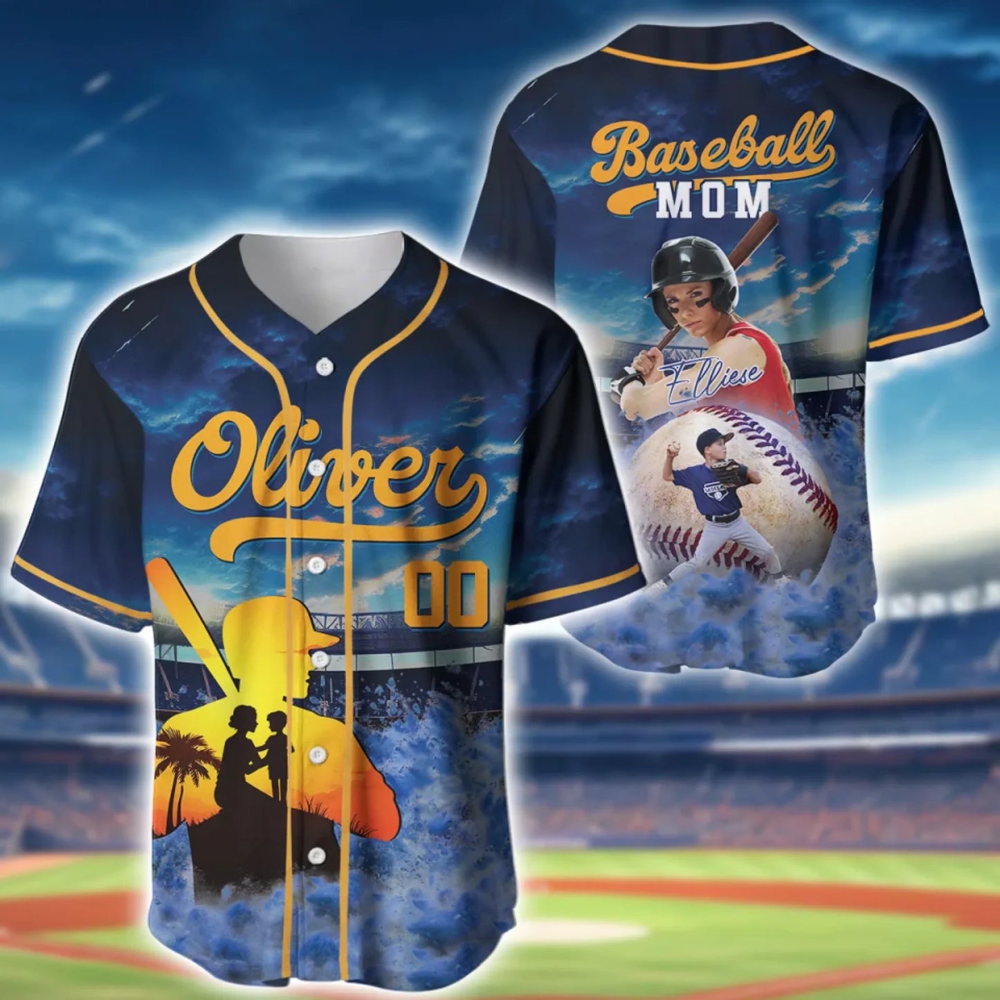 Gift for Mother’s Pride - Custom Photo & Name - Personalized Baseball Mom Baseball Jersey - Custom Choo