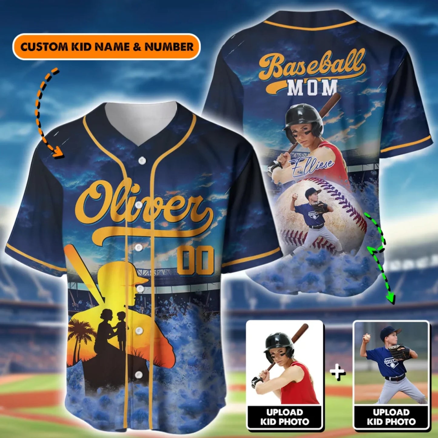 Gift for Mother’s Pride - Custom Photo & Name - Personalized Baseball Mom Baseball Jersey - Custom Choo