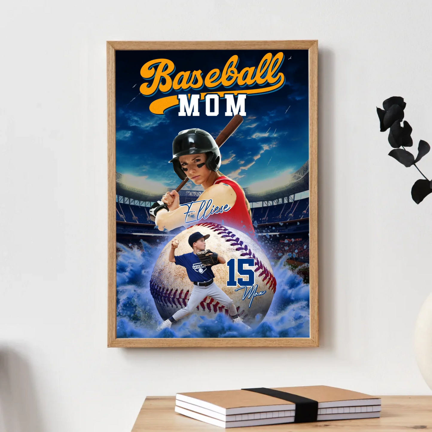 Mother's Day Gift For Baseball Mom - Custom Photo - Name & Jersey Number - Personalized Poster, Custom Choo