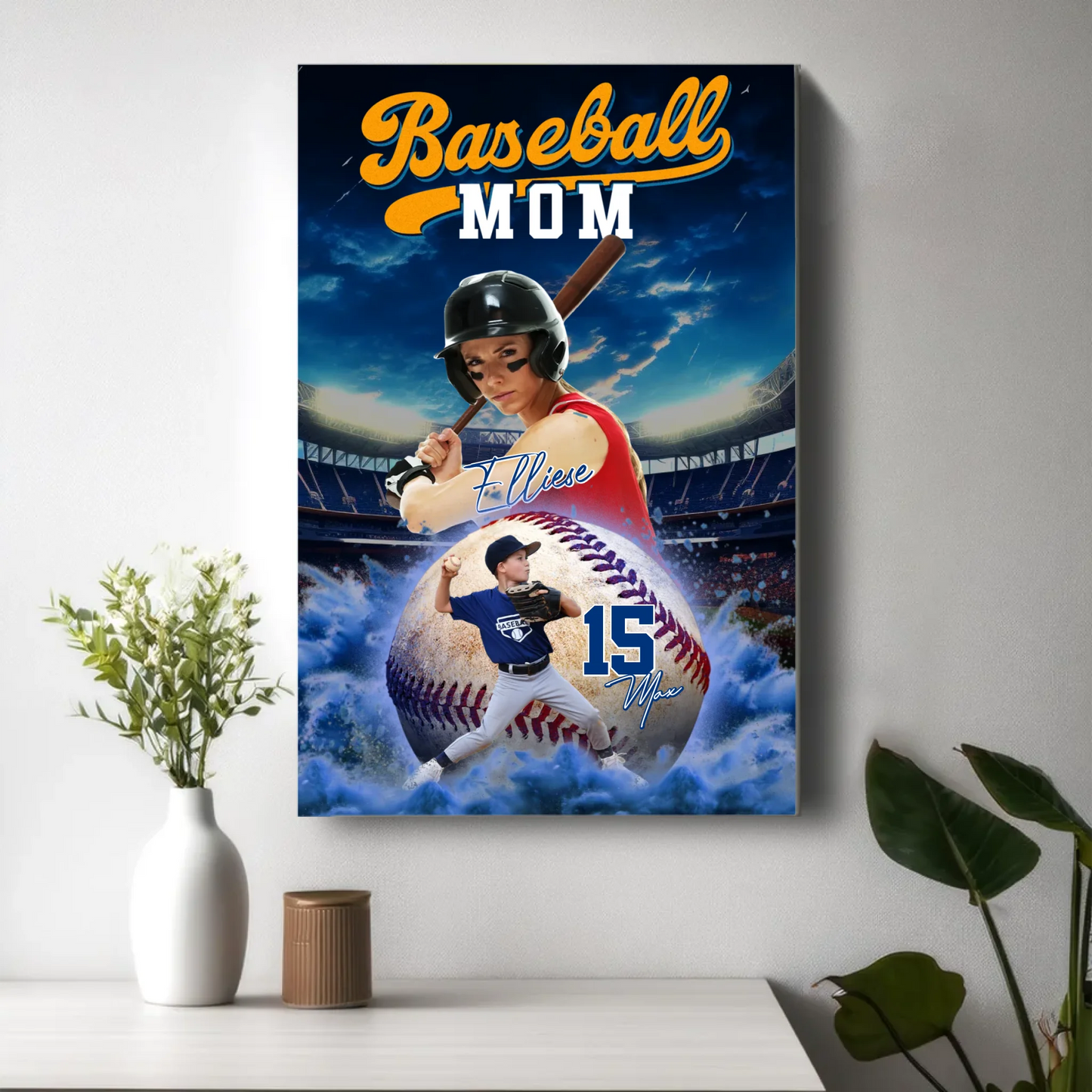 Mother's Day Gift For Baseball Mom - Custom Photo - Name & Jersey Number - Personalized Poster, Custom Choo