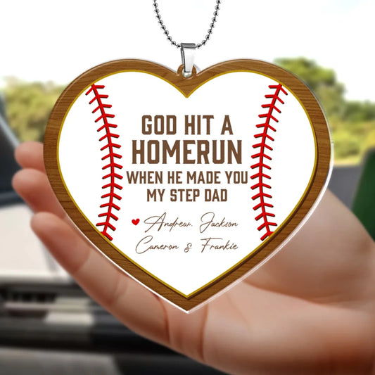 God Hit a Homerun - Personalized Baseball Car Ornament, Custom Choo