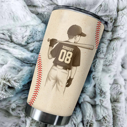 Personalized Baseball Mom Tumbler – Custom Photo, Name & Jersey Number – Game Day Gift for Proud Baseball Mom, Custom Choo