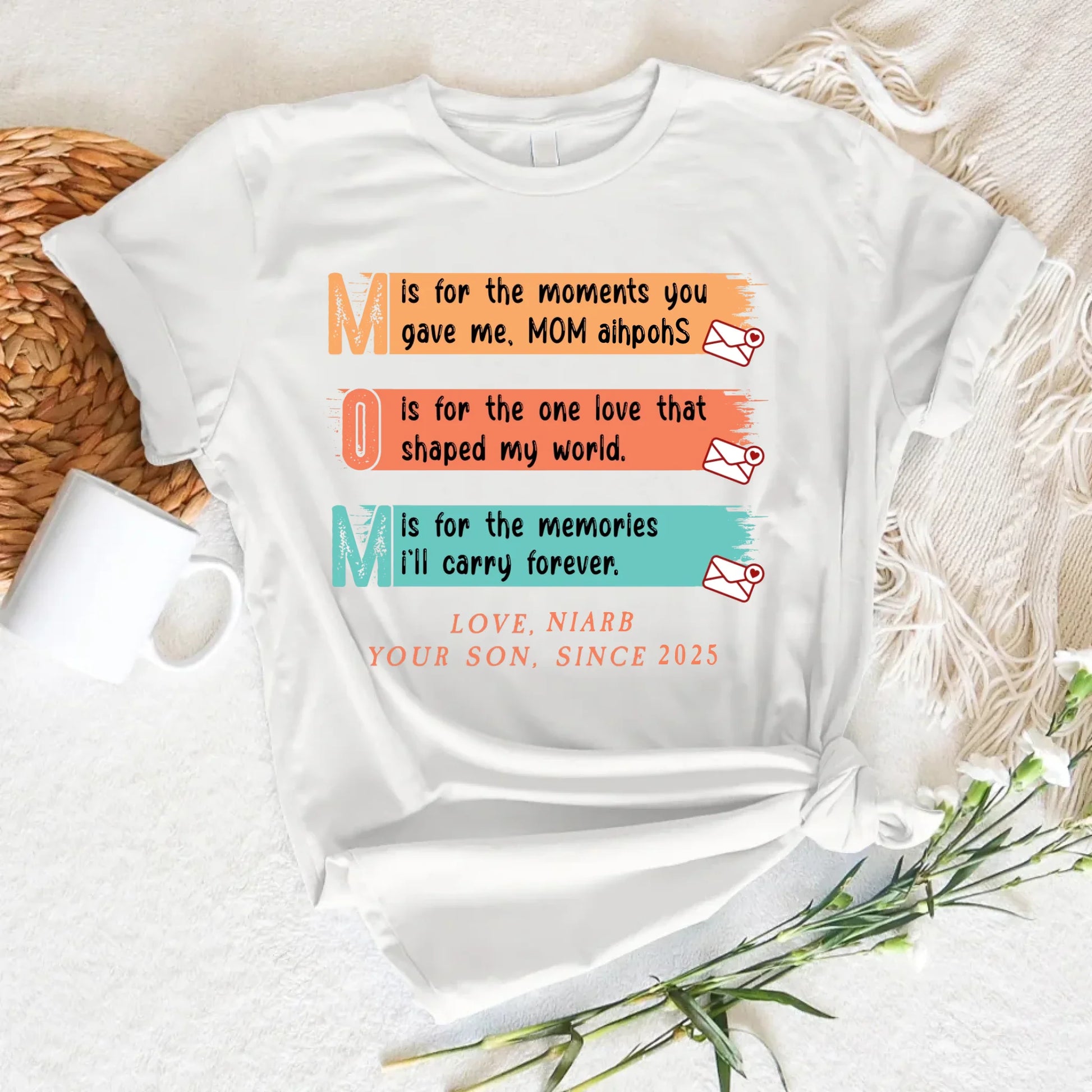 MOM Acronym Shirt – Heartfelt Message from Son, Custom Name – Mother's Day Gift 2025, Custom Choo