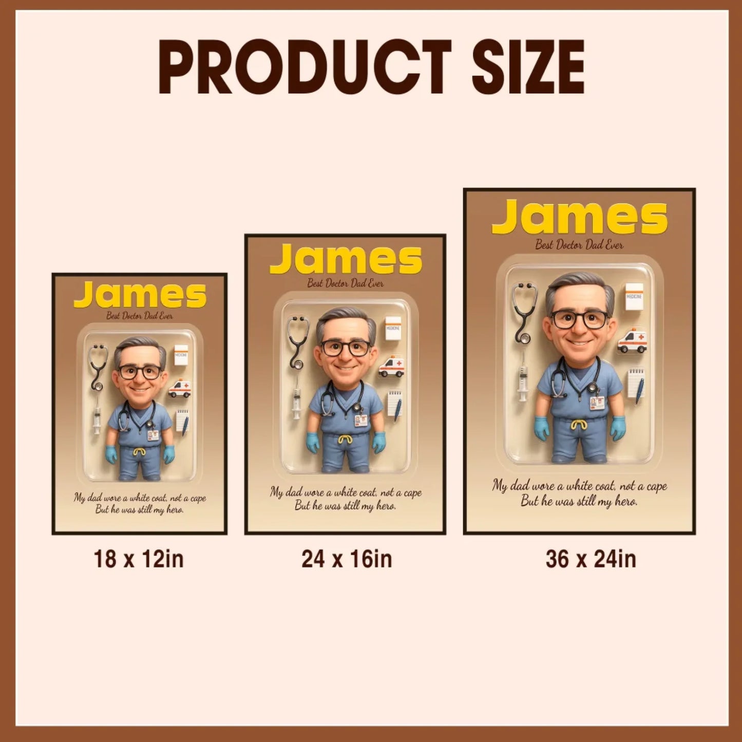 Doctor Dad Father's Day Gift - Personalized Photo Chibi Canvas & Poster, Custom Choo
