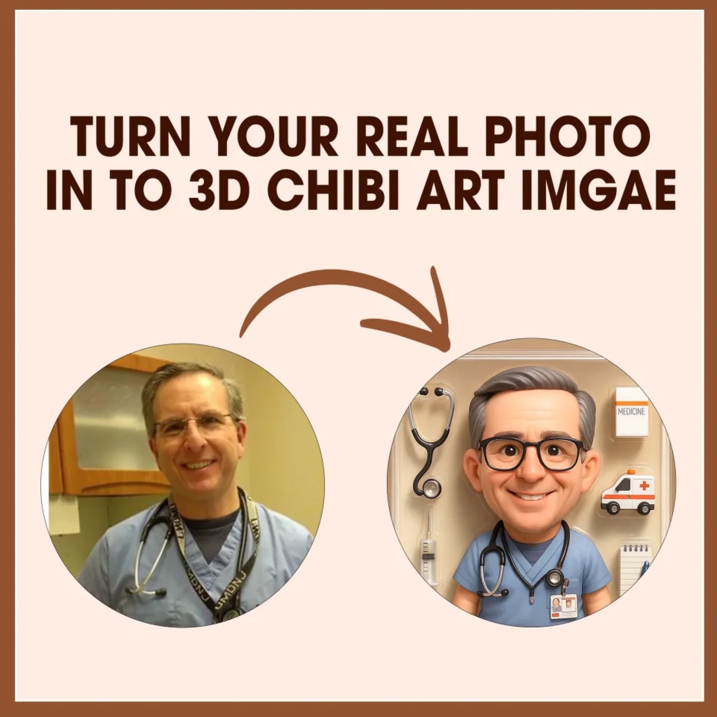 Doctor Dad Father's Day Gift - Personalized Photo Chibi Canvas & Poster, Custom Choo
