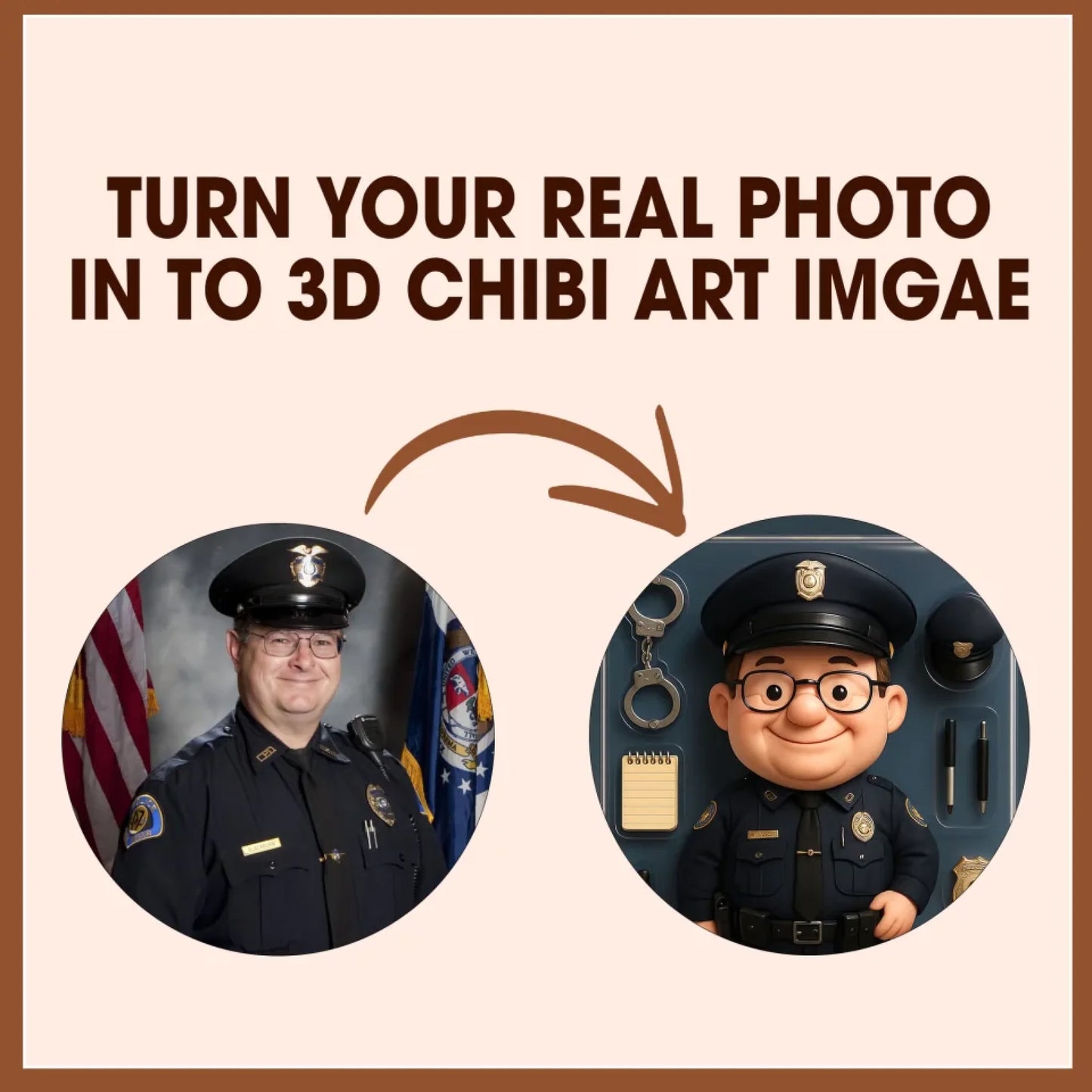 Police Dad Father's Day Gift - Personalized Photo Chibi Canvas & Poster, Custom Choo