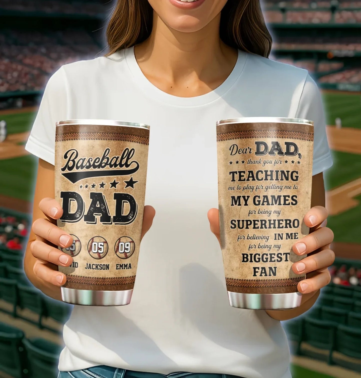 Personalized Basketball Dad And Child Thank You Custom Tumbler, Custom Choo