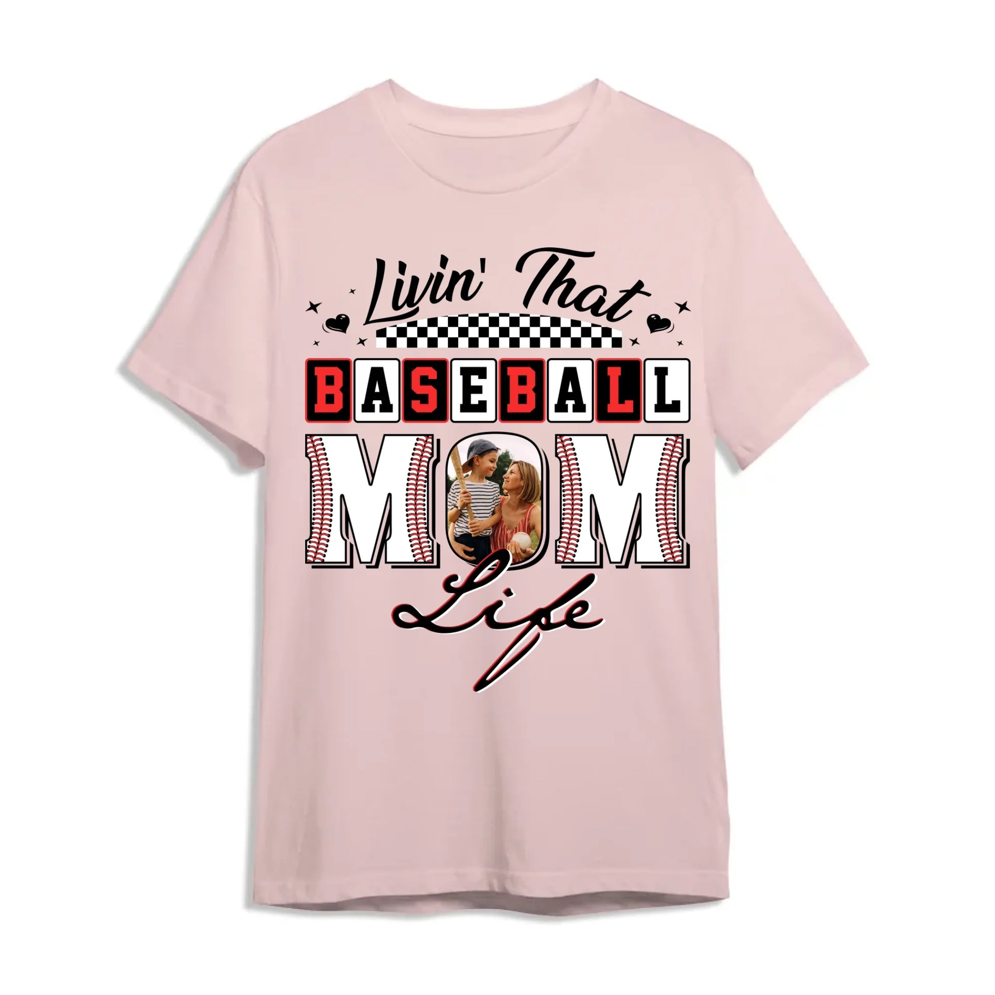 Livin' That Baseball Mom Life, Personalized Photo, Baseball Mom Shirt, Custom Choo