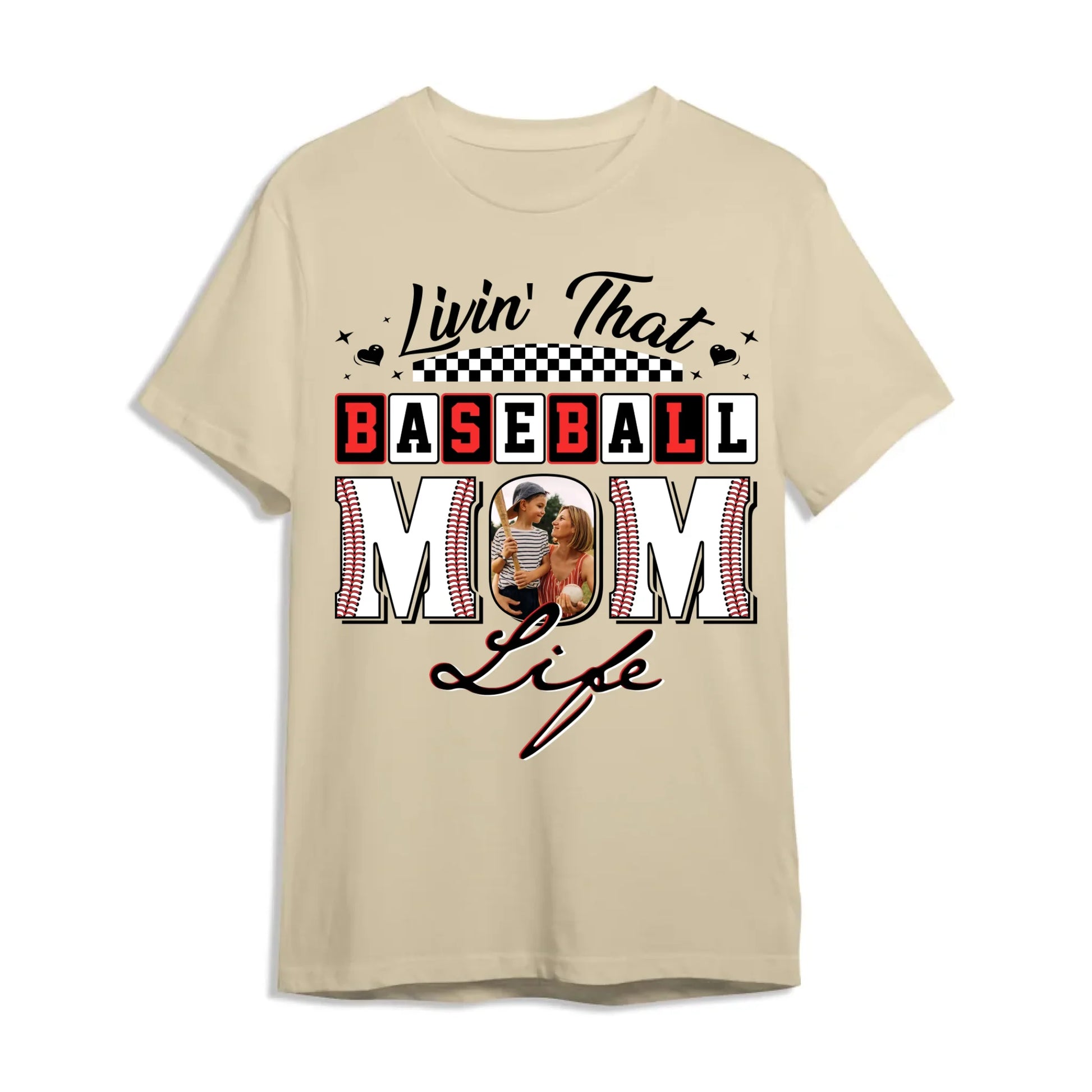 Livin' That Baseball Mom Life, Personalized Photo, Baseball Mom Shirt, Custom Choo