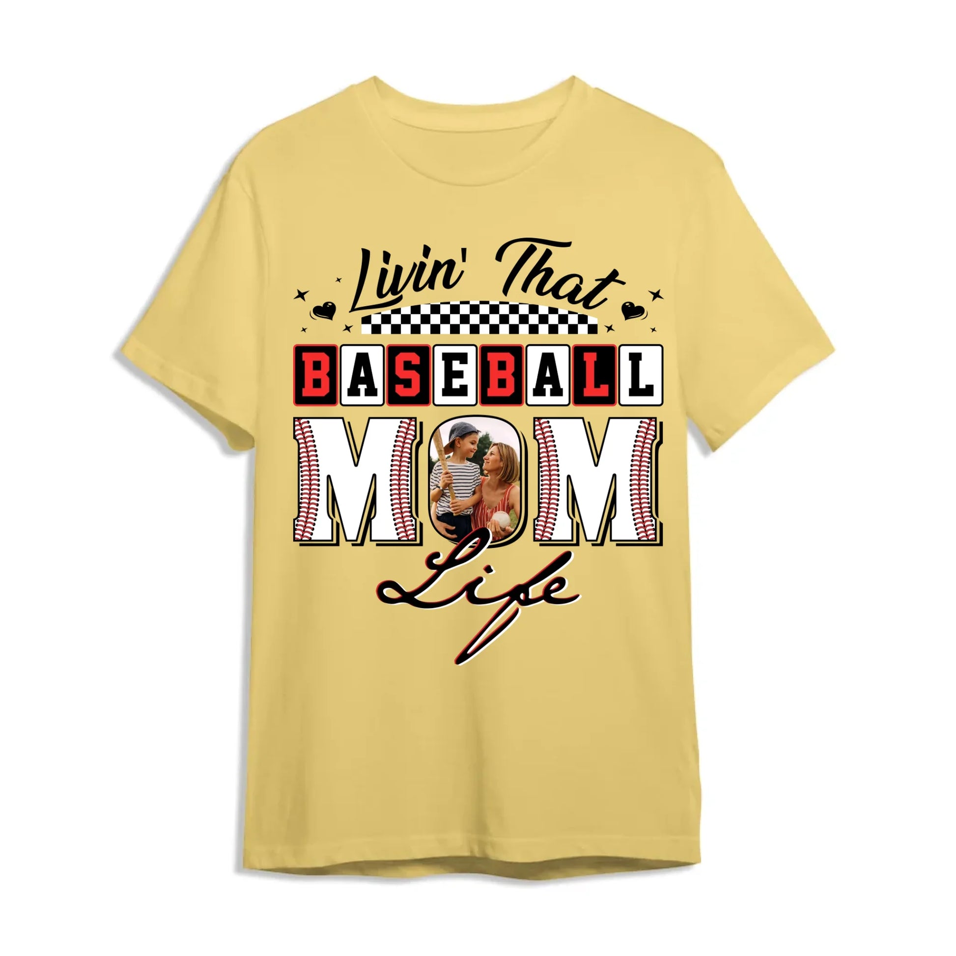 Livin' That Baseball Mom Life, Personalized Photo, Baseball Mom Shirt, Custom Choo