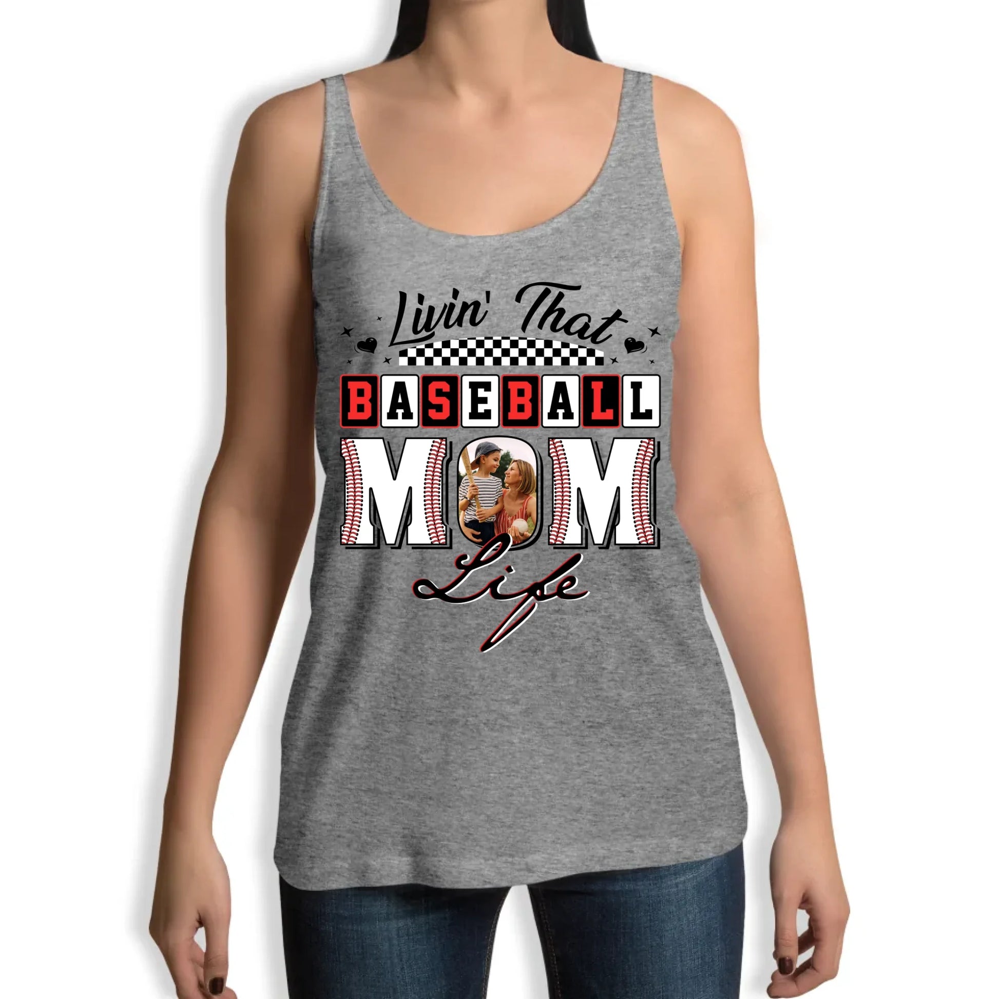 Livin' That Baseball Mom Life, Personalized Photo, Baseball Mom Shirt, Custom Choo