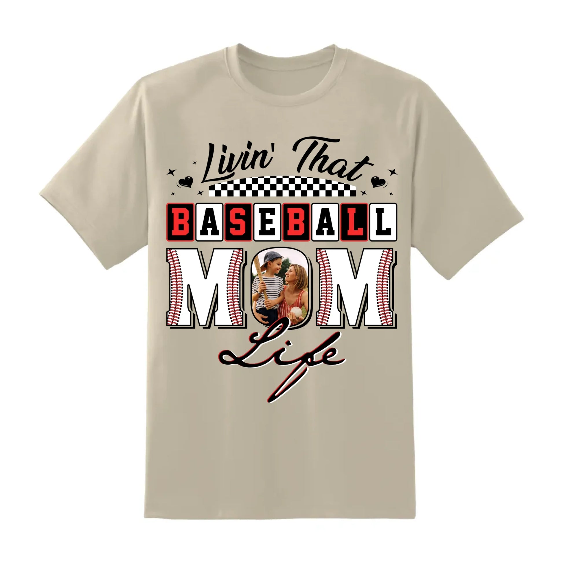 Livin' That Baseball Mom Life, Personalized Photo, Baseball Mom Shirt, Custom Choo