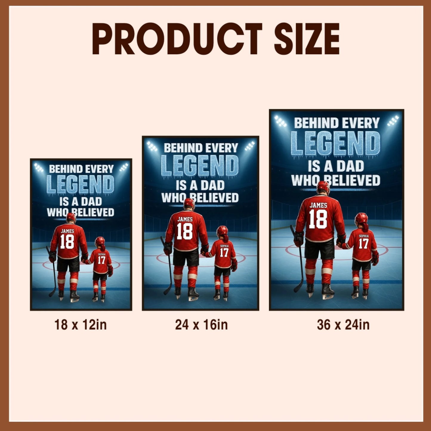 Behind Every Legend Is a Dad Who Believed - Personalized Ice Hockey Canvas & Poster, Custom Choo