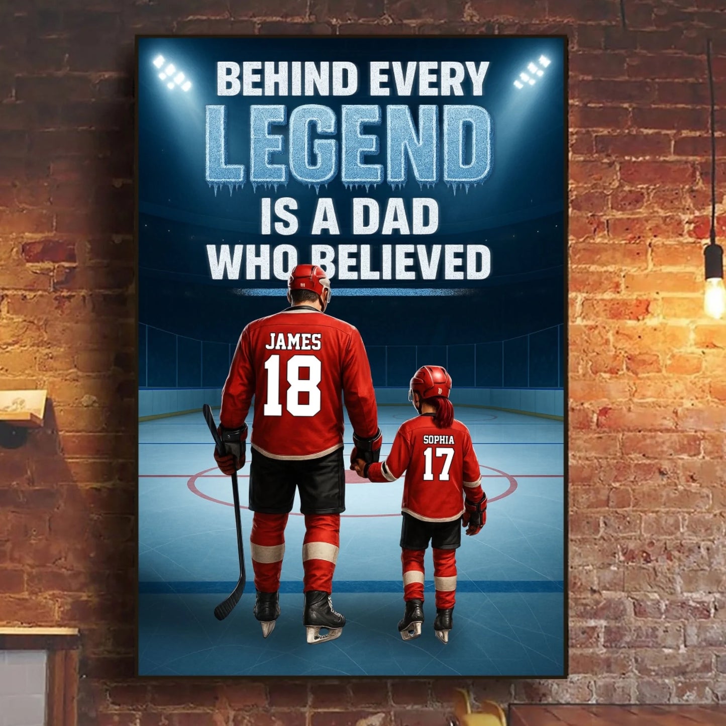 Behind Every Legend Is a Dad Who Believed - Personalized Ice Hockey Canvas & Poster, Custom Choo