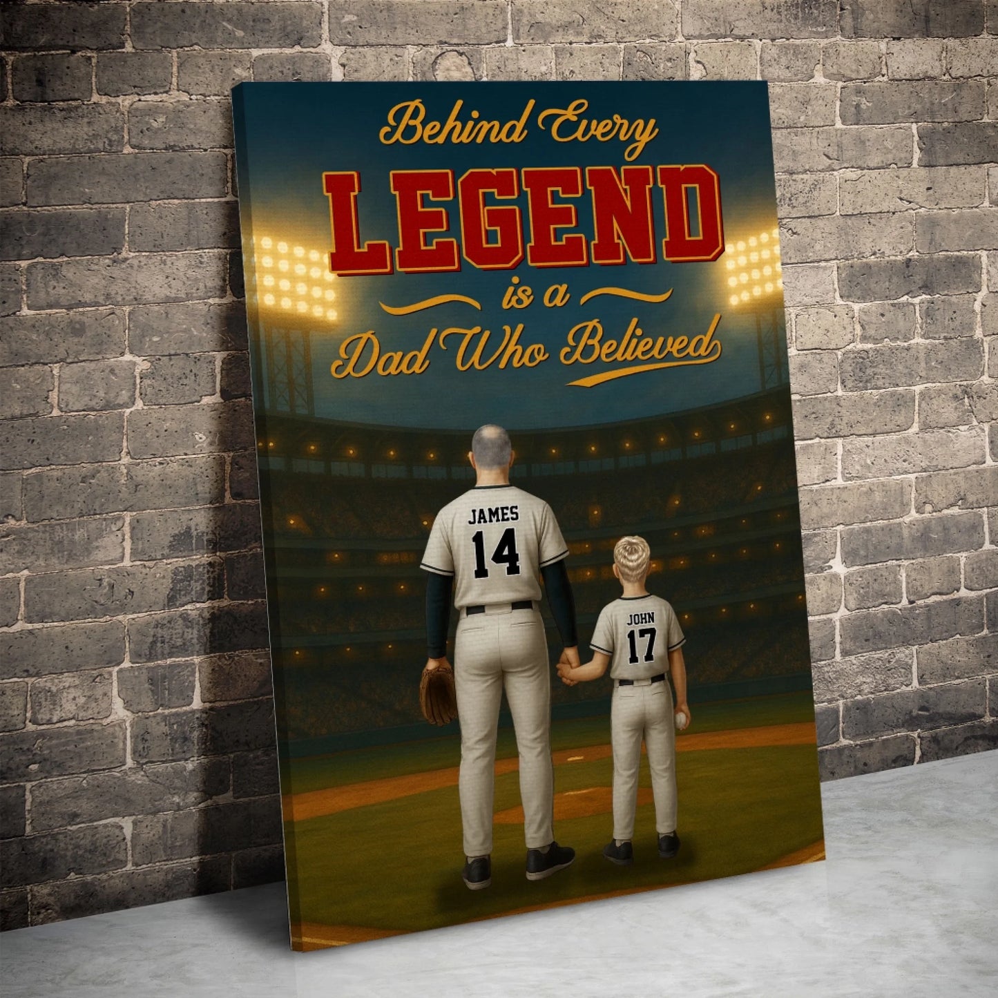 Behind Every Legend Is A Dad Who Believed - Personalized Name & Jersey Number, Custom Choo