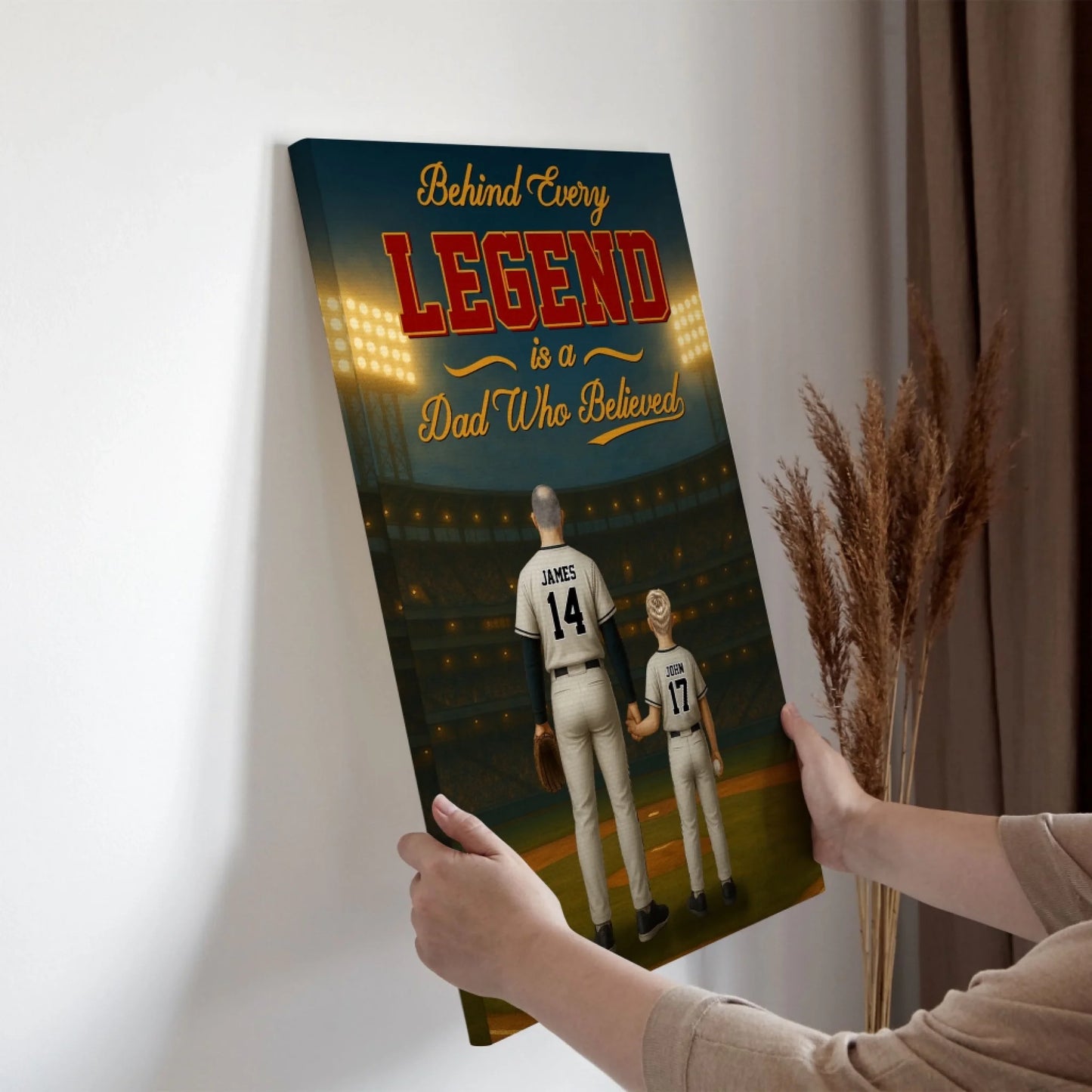 Behind Every Legend Is A Dad Who Believed - Personalized Name & Jersey Number, Custom Choo