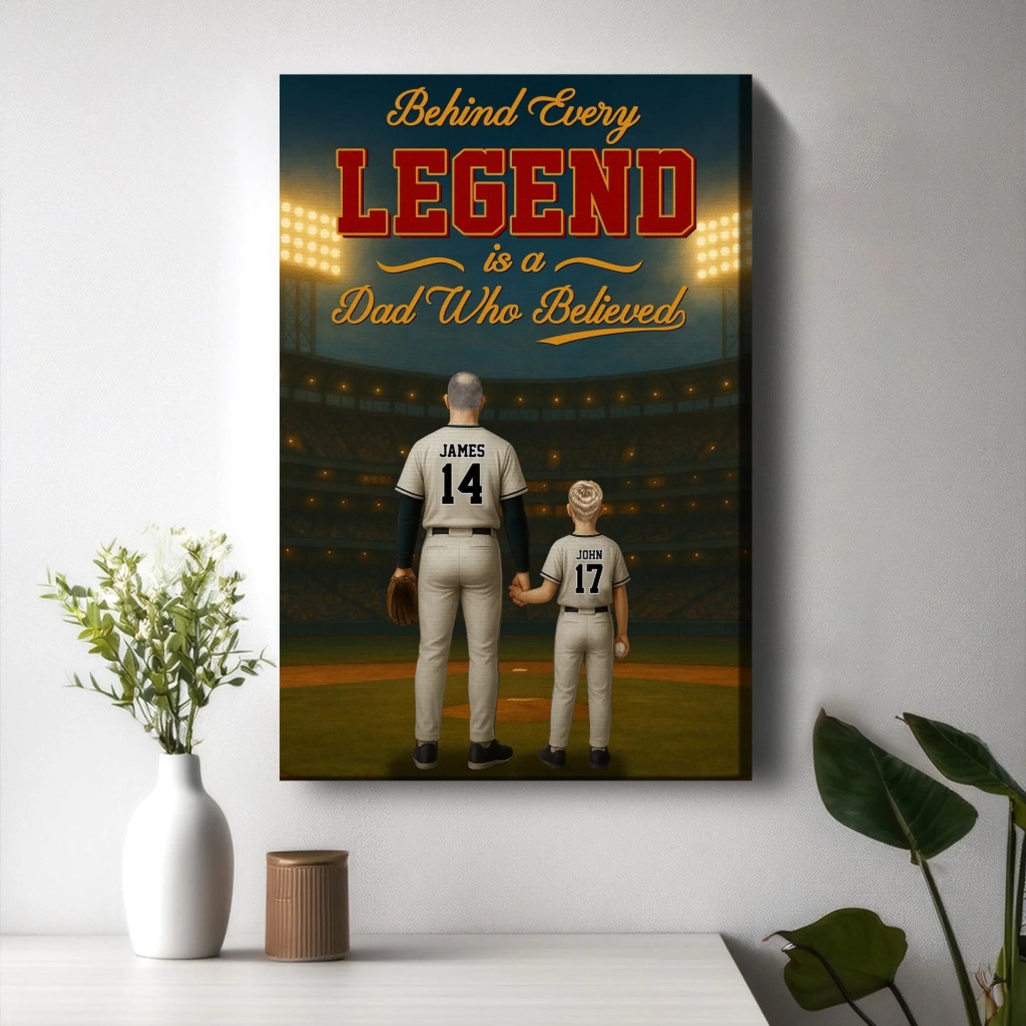 Behind Every Legend Is A Dad Who Believed - Personalized Name & Jersey Number, Custom Choo