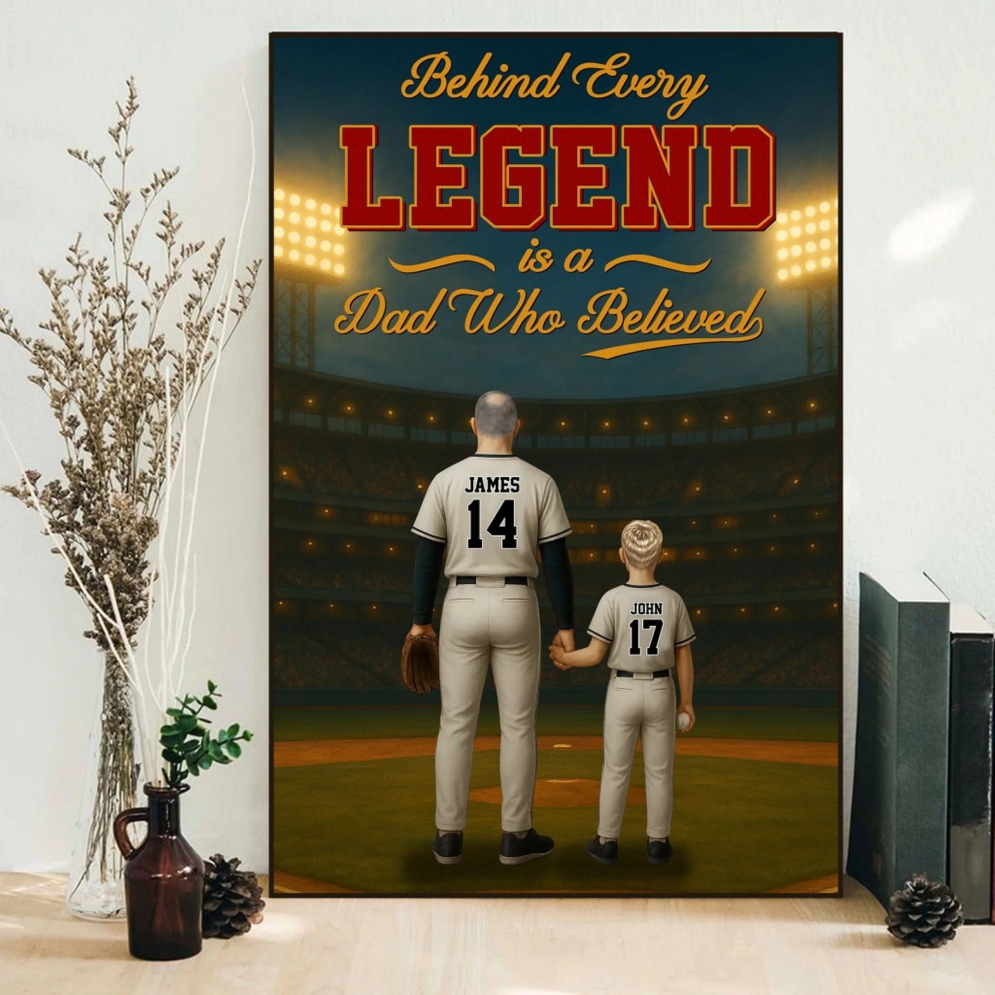 Behind Every Legend Is A Dad Who Believed - Personalized Name & Jersey Number, Custom Choo