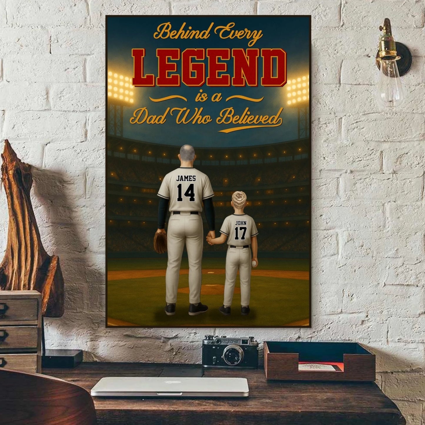 Behind Every Legend Is A Dad Who Believed - Personalized Name & Jersey Number, Custom Choo