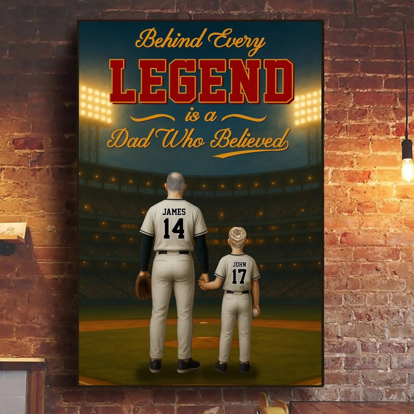 Behind Every Legend Is A Dad Who Believed - Personalized Name & Jersey Number, Custom Choo