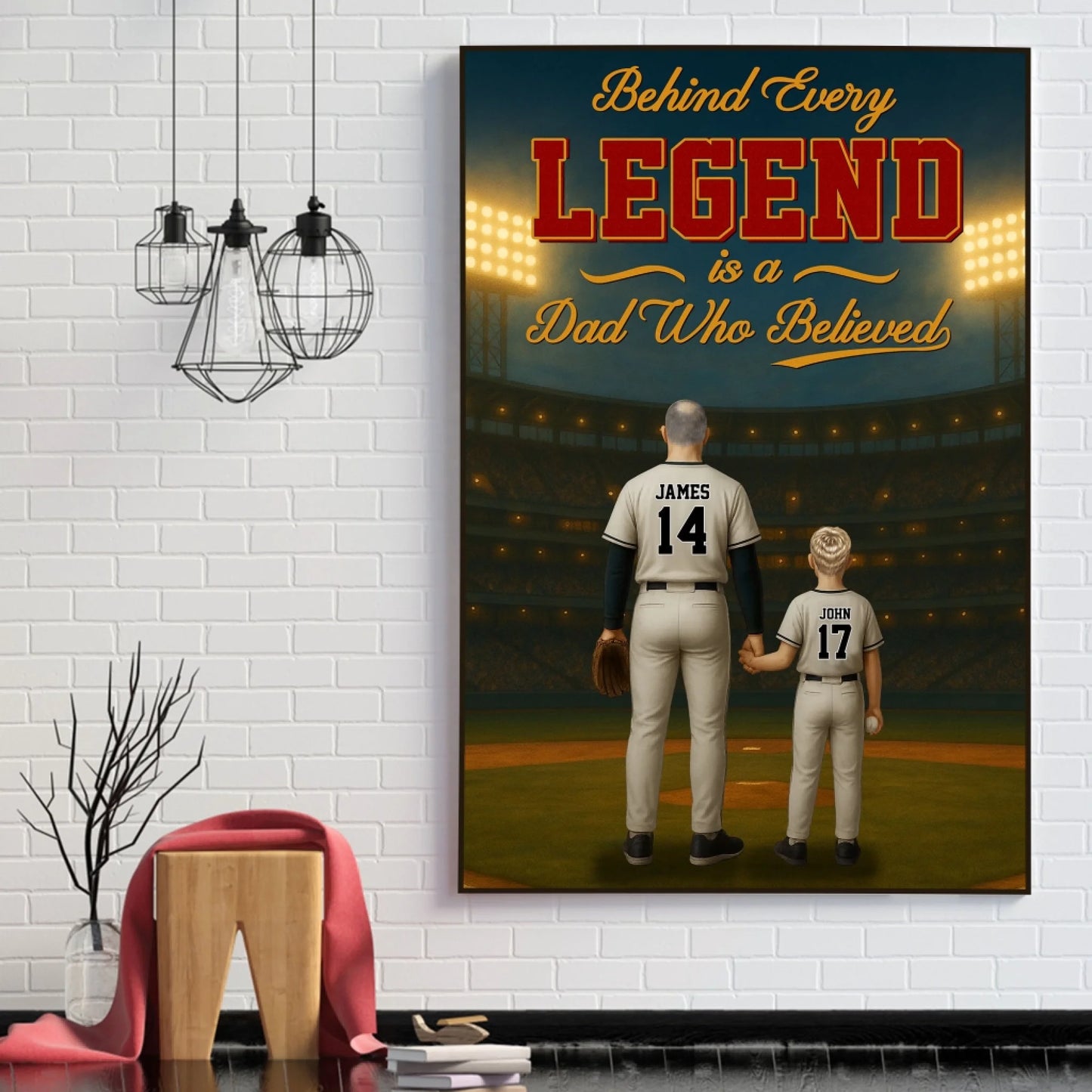 Behind Every Legend Is A Dad Who Believed - Personalized Name & Jersey Number, Custom Choo