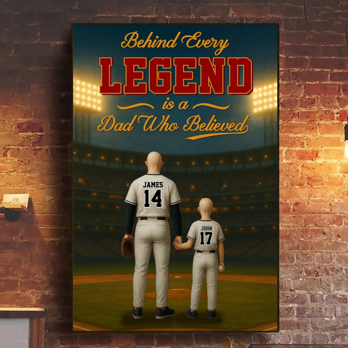 Behind Every Legend Is A Dad Who Believed - Personalized Name & Jersey Number, Custom Choo