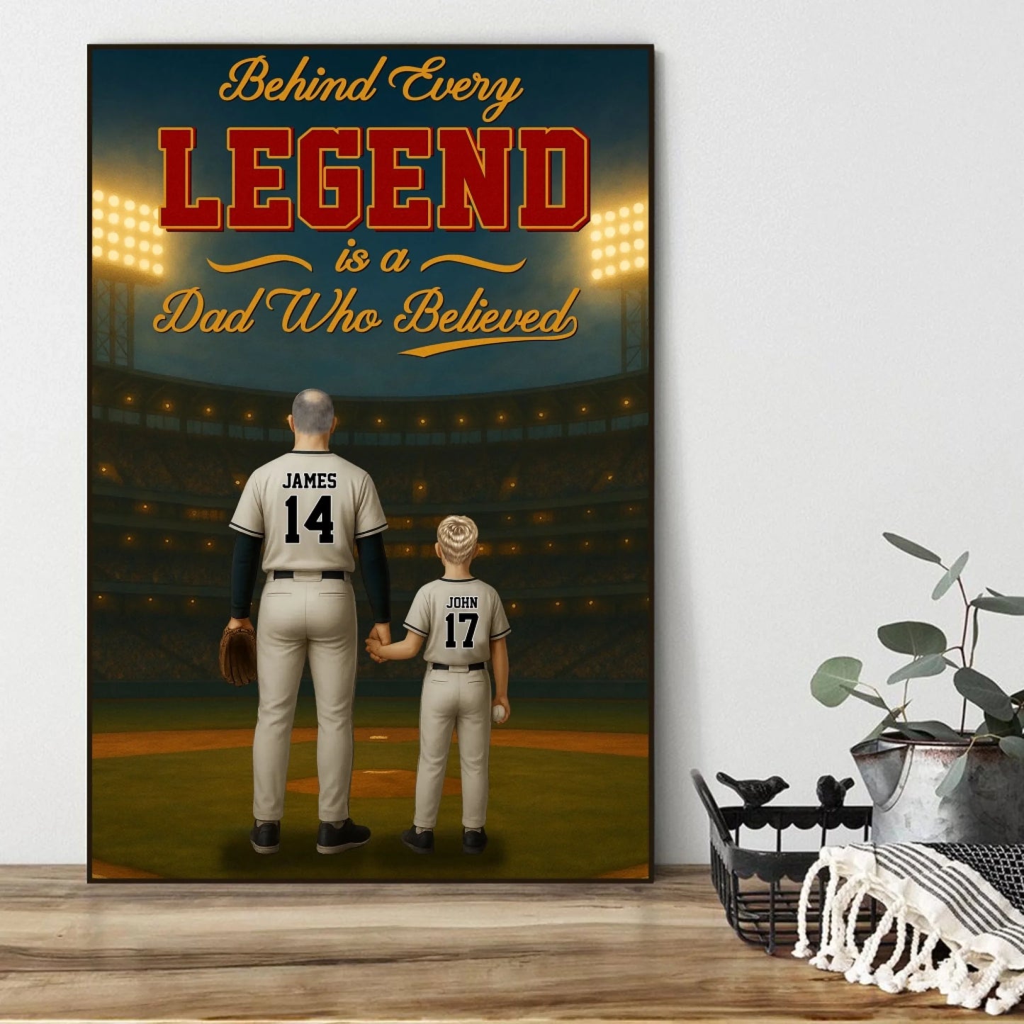 Behind Every Legend Is A Dad Who Believed - Personalized Name & Jersey Number, Custom Choo
