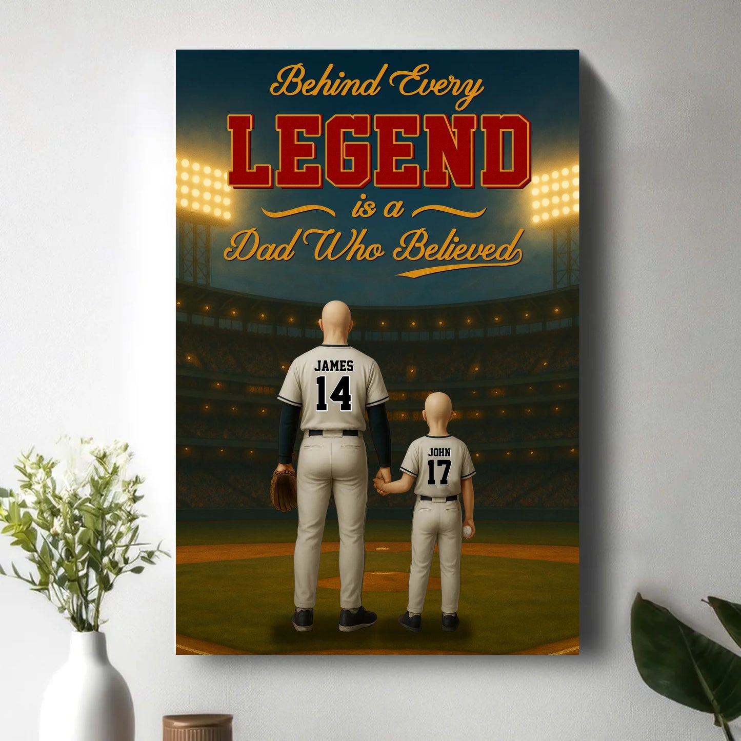 Behind Every Legend Is A Dad Who Believed - Personalized Name & Jersey Number, Custom Choo