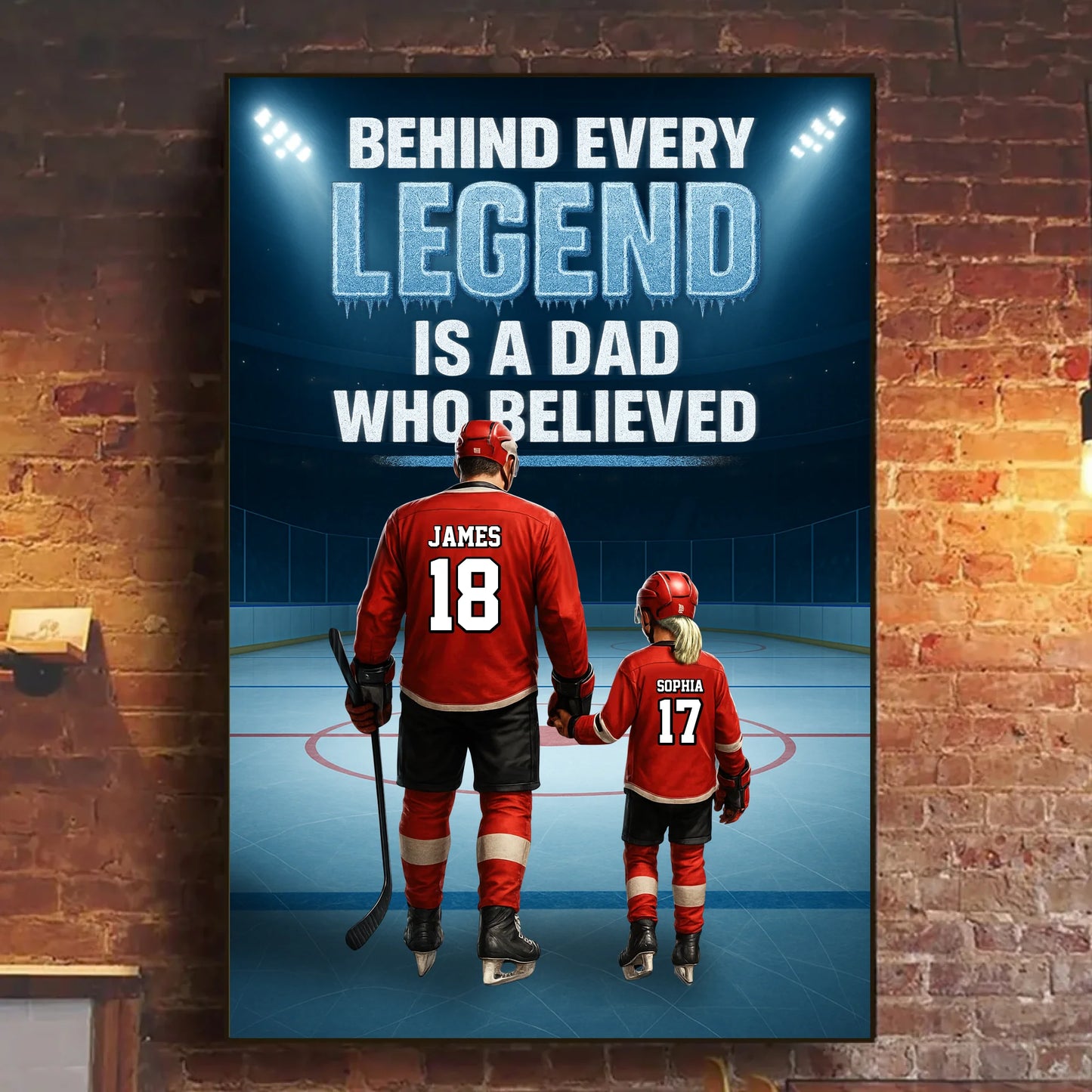 Behind Every Legend Is a Dad Who Believed - Personalized Ice Hockey Canvas & Poster, Custom Choo
