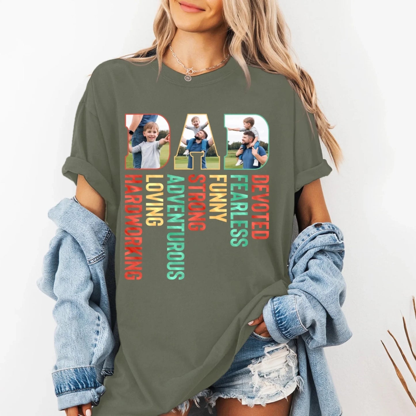 Personalized Photo Dad, Devoted, Funny, Loving, Happy Father's Day Shirt, Custom Choo