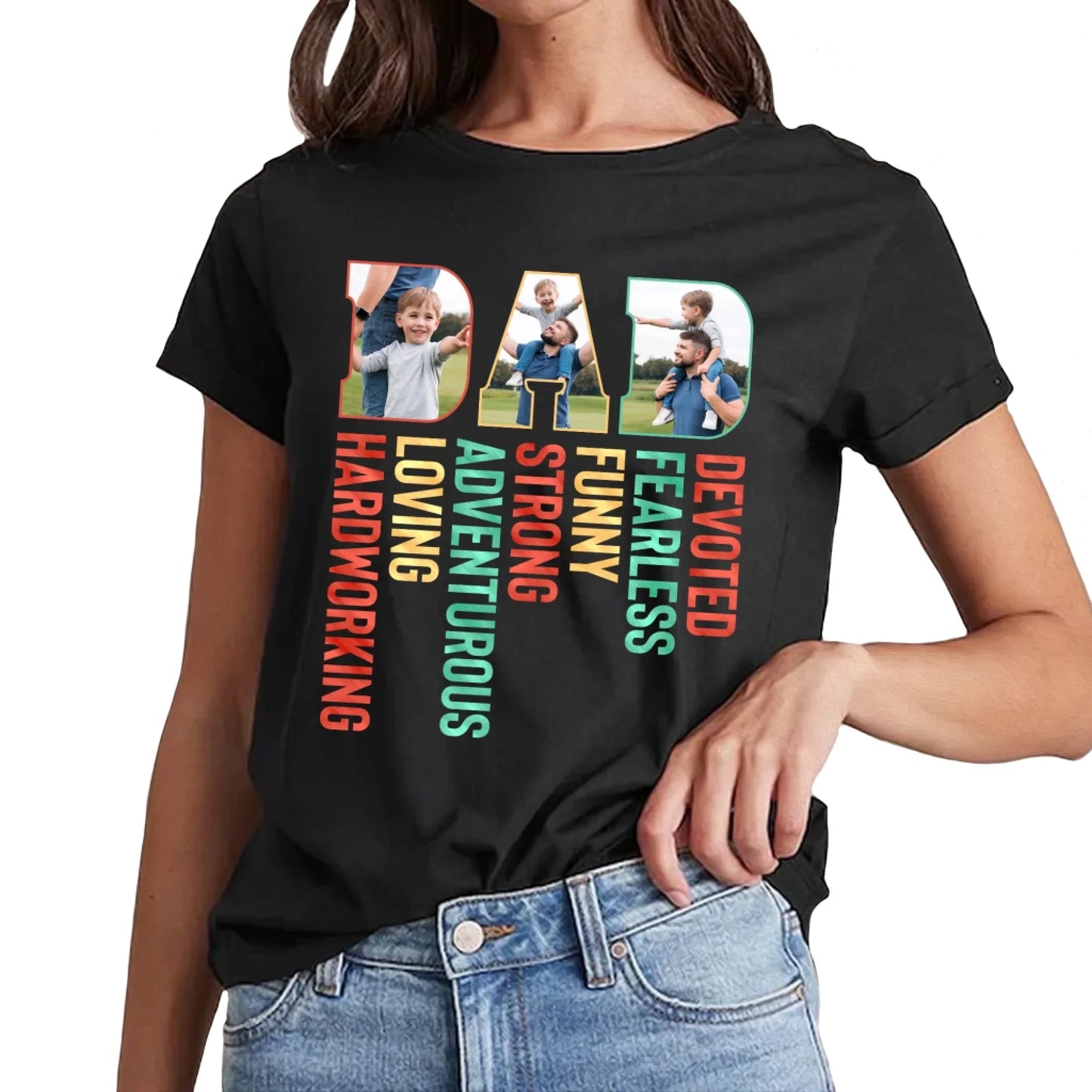 Personalized Photo Dad, Devoted, Funny, Loving, Happy Father's Day Shirt, Custom Choo