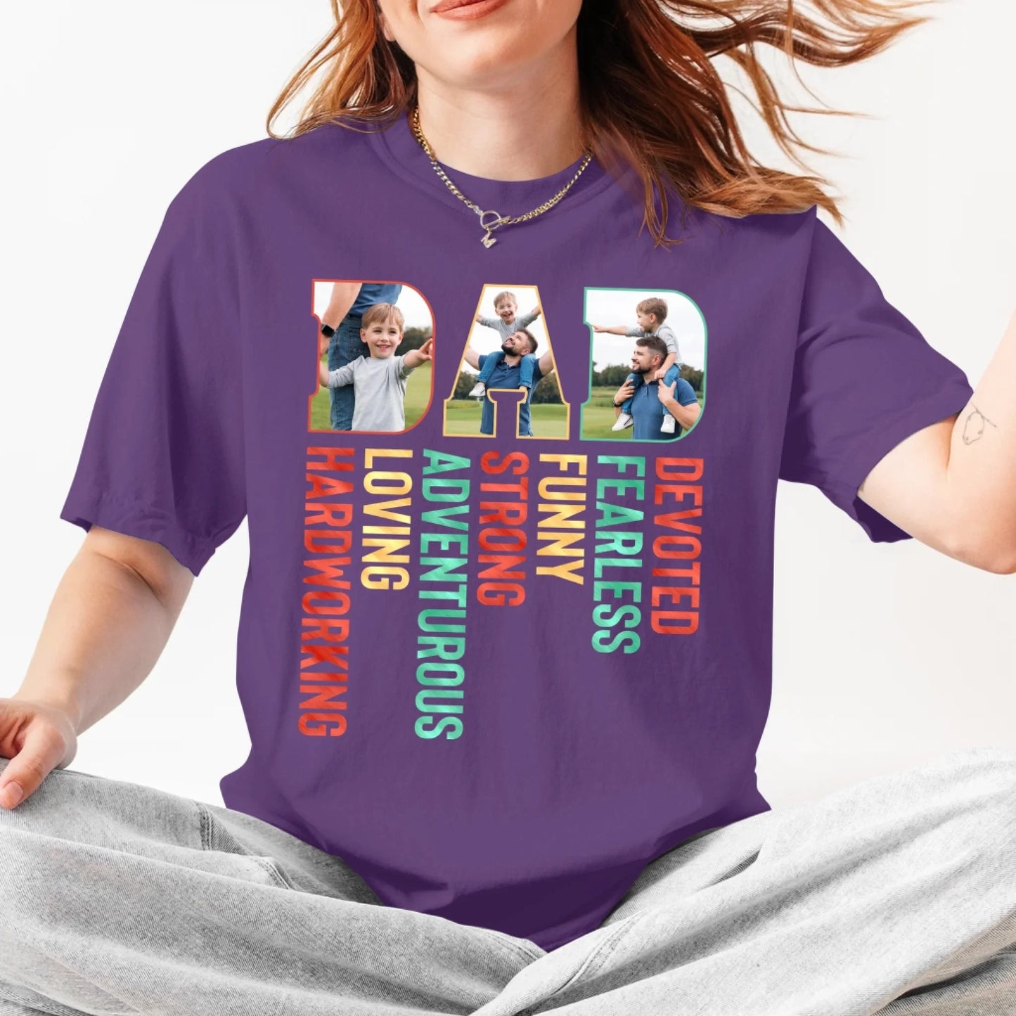 Personalized Photo Dad, Devoted, Funny, Loving, Happy Father's Day Shirt, Custom Choo