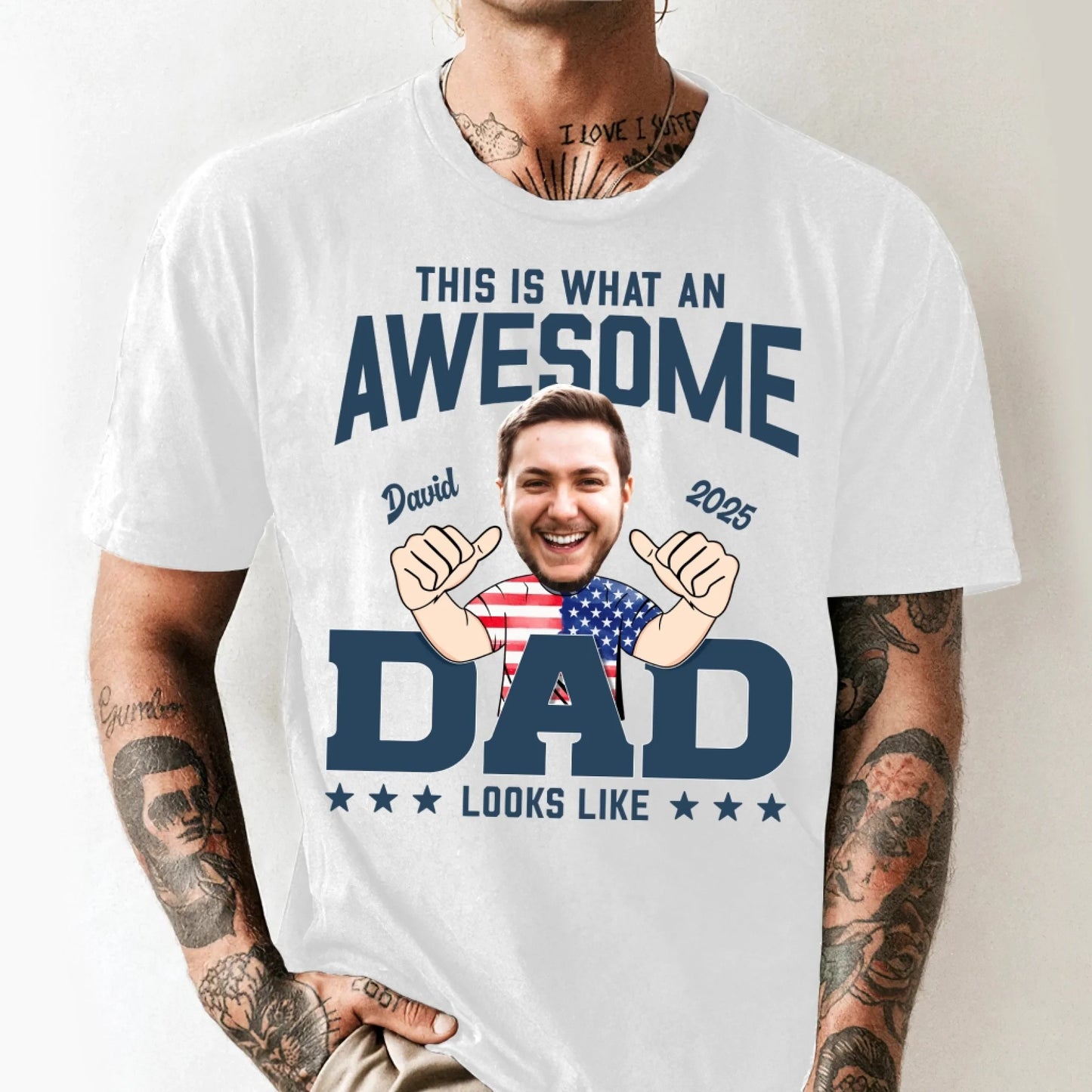 This Is What An Awesome Dad Looks Like, Personalized Photo Dad, Name & Date, Happy Father's Day Shirt, Custom Choo