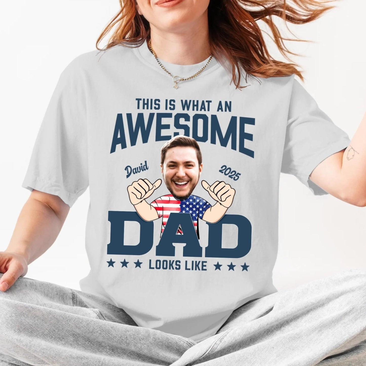 This Is What An Awesome Dad Looks Like, Personalized Photo Dad, Name & Date, Happy Father's Day Shirt, Custom Choo