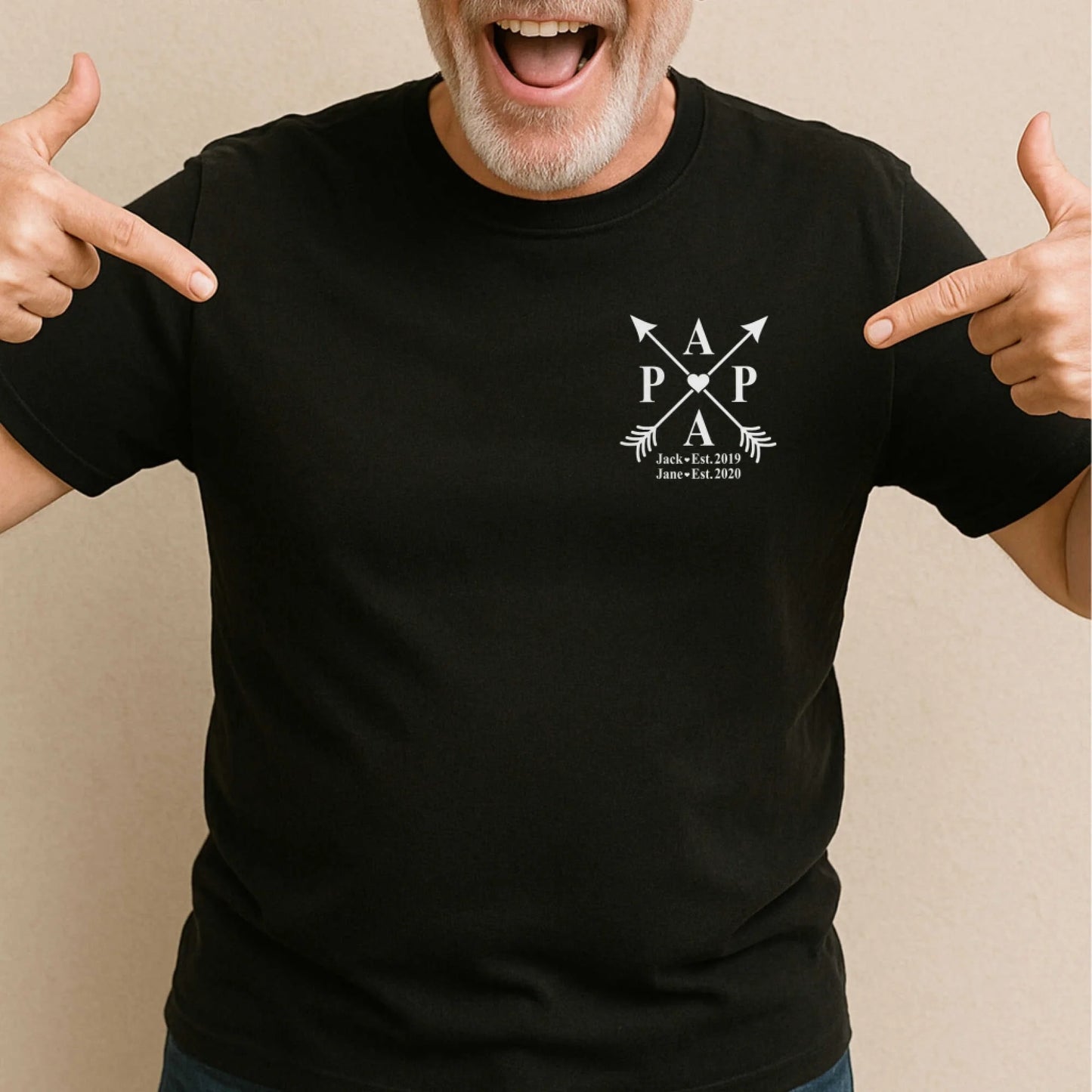 Dad's Edition: T-shirt with the child's name and year of birth, Happy Father's Day, Custom Choo