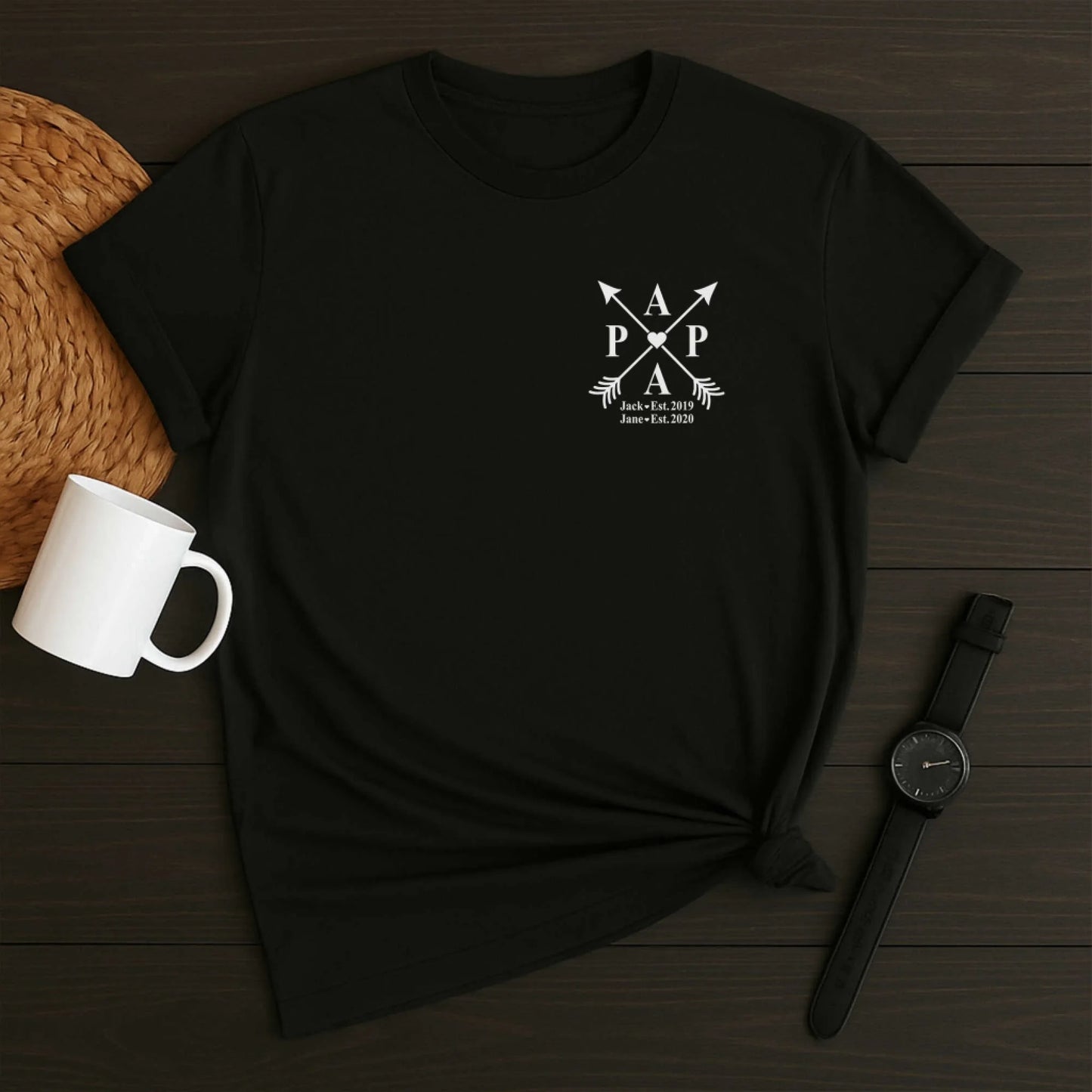 Dad's Edition: T-shirt with the child's name and year of birth, Happy Father's Day, Custom Choo