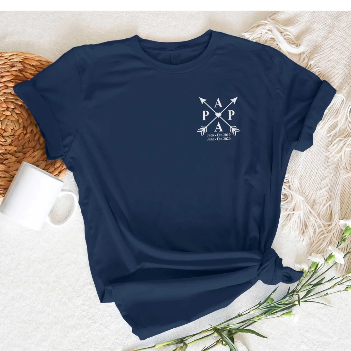 Dad's Edition: T-shirt with the child's name and year of birth, Happy Father's Day, Custom Choo