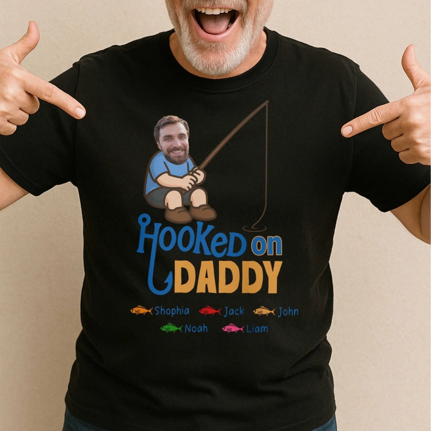 Hooked on Daddy - Personalized Fishing Dad Shirt, Custom Choo