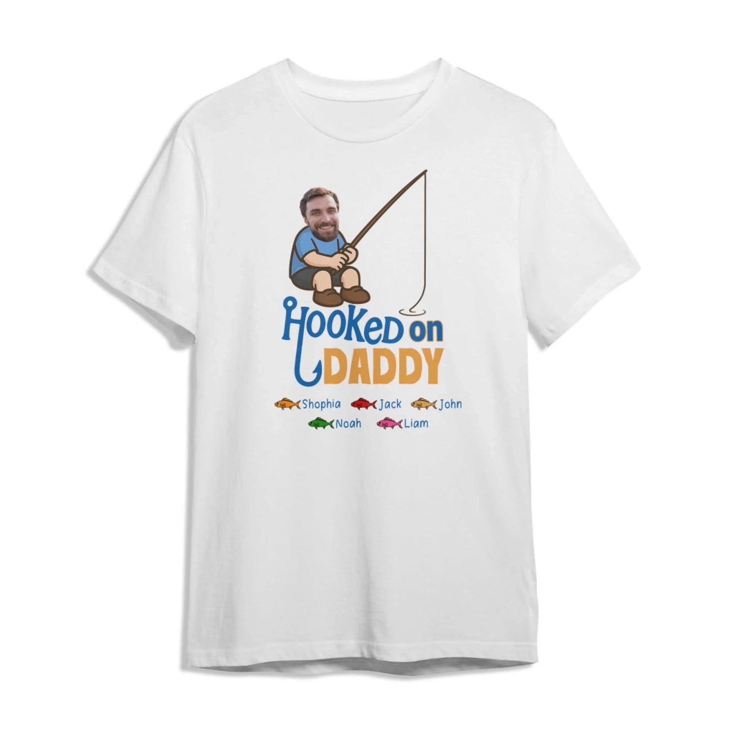 Hooked on Daddy - Personalized Fishing Dad Shirt, Custom Choo