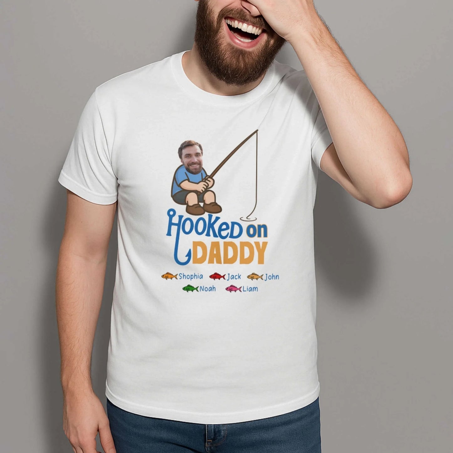 Hooked on Daddy - Personalized Fishing Dad Shirt, Custom Choo
