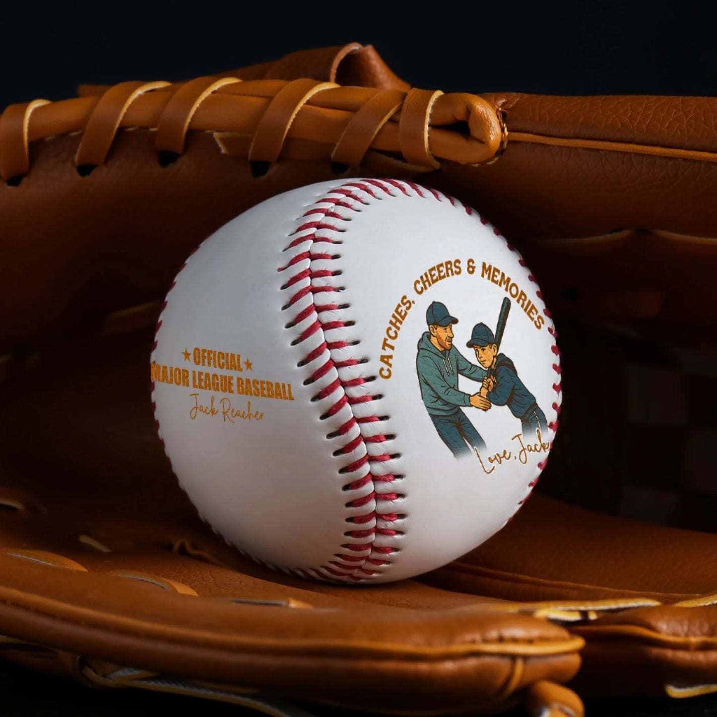 Catches, Cheers & Memories, Happy Father's Day Personalized Baseball Gift 2025, Custom Choo