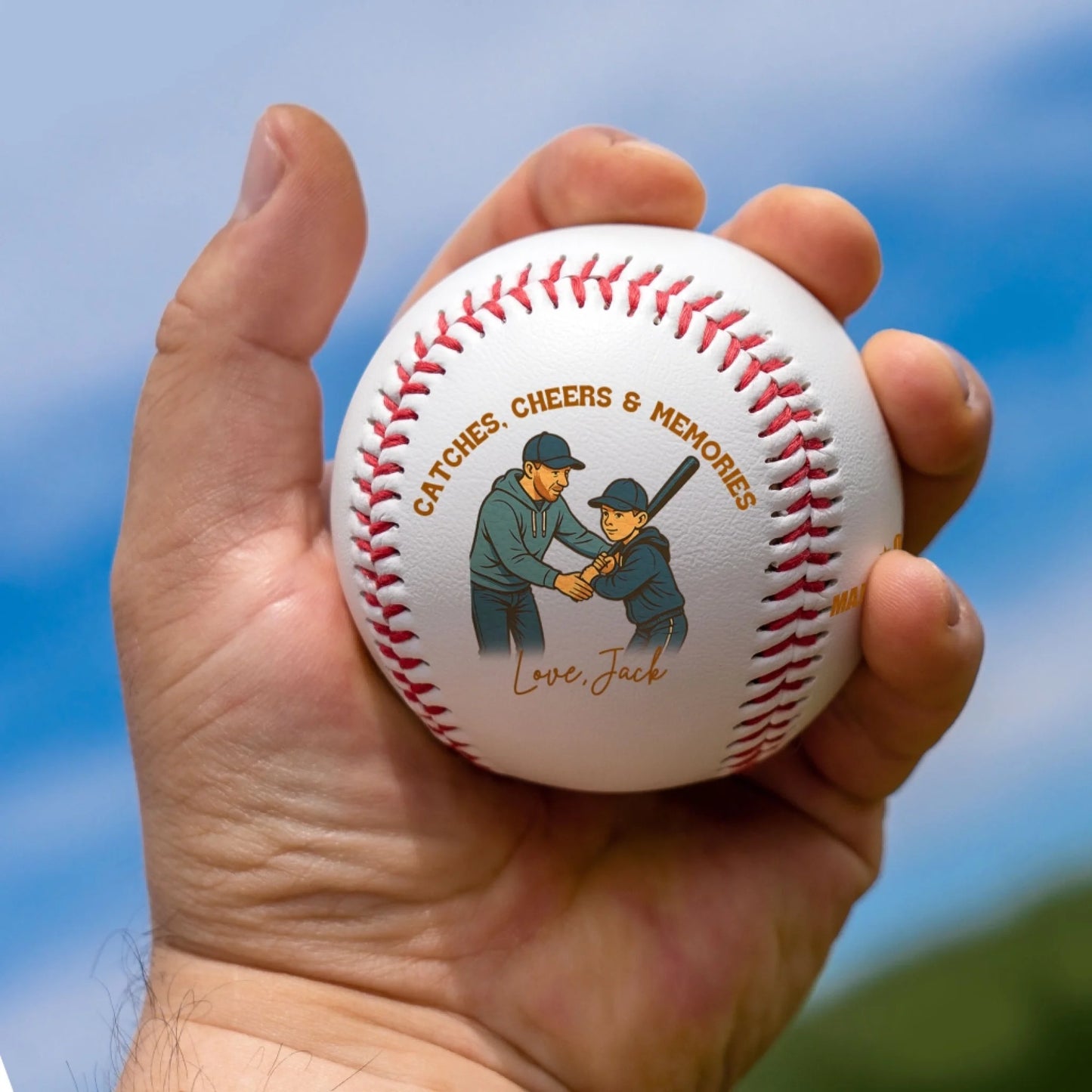 Catches, Cheers & Memories, Happy Father's Day Personalized Baseball Gift 2025, Custom Choo
